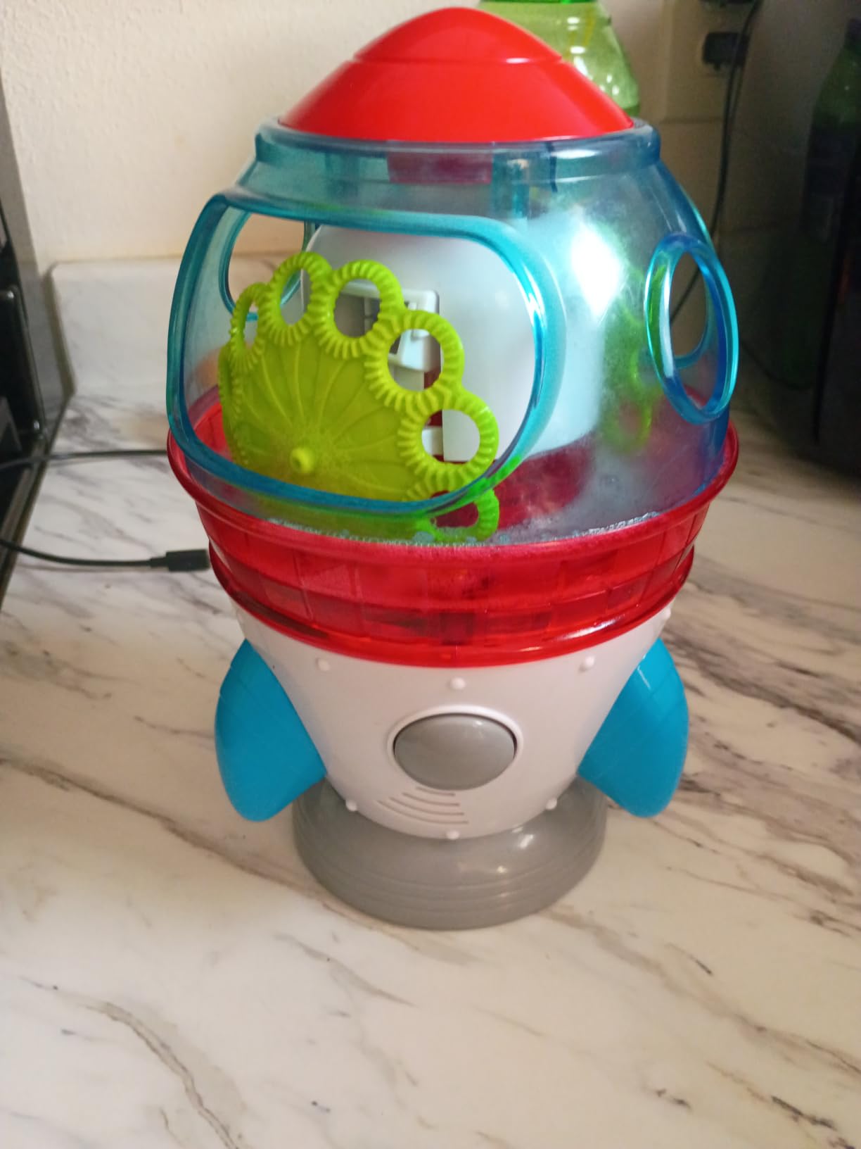 Rocket-Shaped Bubble Machine for Kids & Toddlers with Lights & Music | 360° Auto Rotation, Dual Bubble Outlets, 8oz Bubble Solution, Birthday Parties Gifts, Dog Toys for Outdoor/Indoor customer photo 1