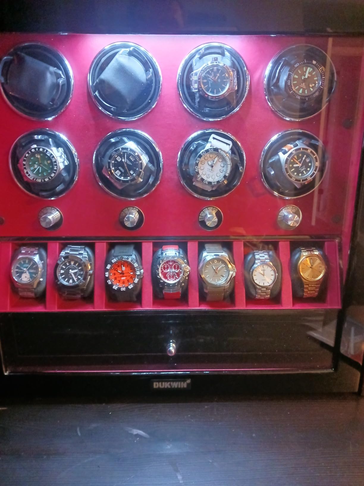 Watch Winder for 4/6/8 Automatic Watches, Lockable Winders with Watch Holders and Jewelry Storage, Super Quiet Motor with High-Gloss Finish, Built-in Illumination customer photo 2