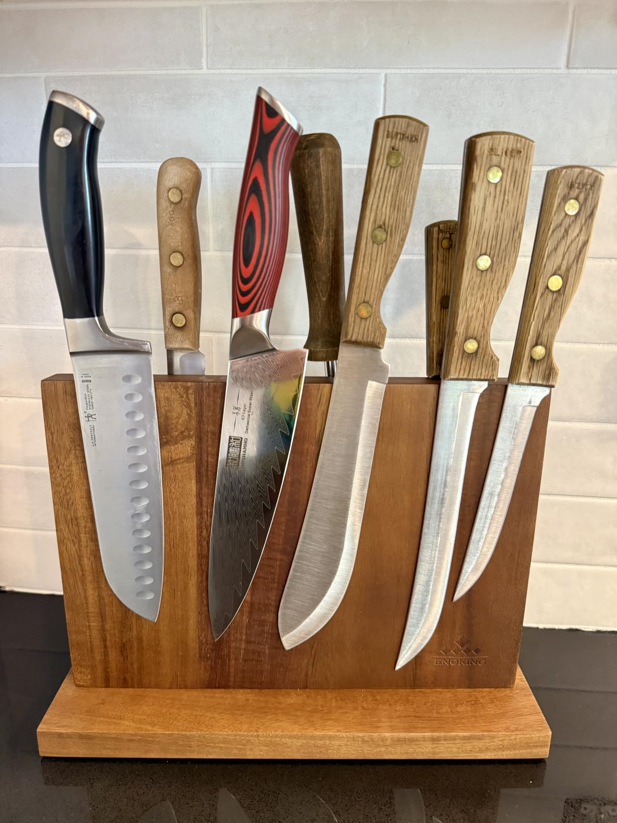 Extra Large Magnetic Knife Block, 15.2-In Acacia Wood Knife Holder for Home Kitchen, Universal Knife Holder Stand with Strong Enhanced Magnets for Safe and Multifunctional Knife Storage customer photo 2