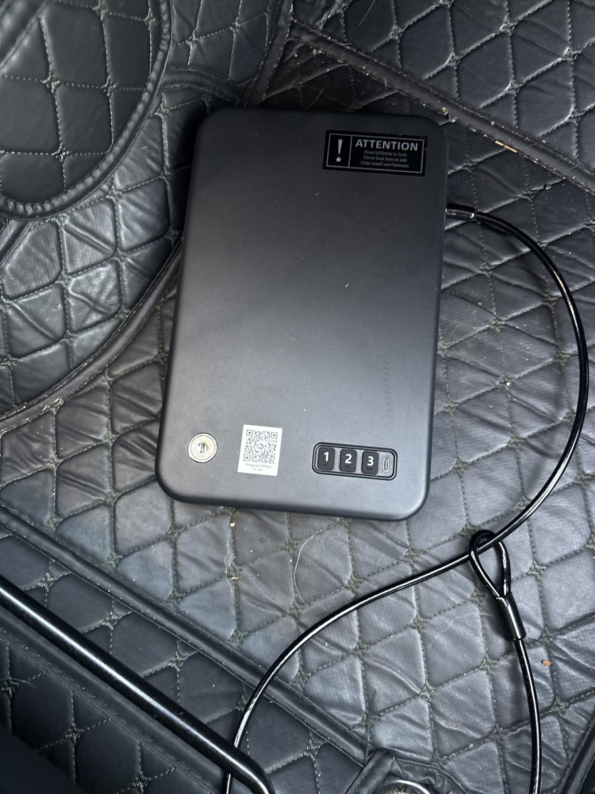Portable Electronic Car Gun Safe for Handgun with Security Cable | Small Gun Lock Box with Silent Mode & Emergency USB Power Supply, Single Pistol Safe for Travel, Vehicle, Truck, Nightstand customer photo 1