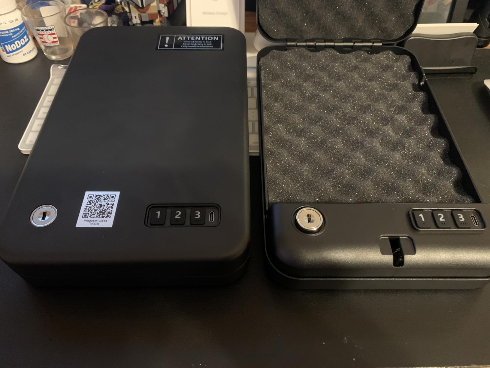 Portable Electronic Car Gun Safe for Handgun with Security Cable | Small Gun Lock Box with Silent Mode & Emergency USB Power Supply, Single Pistol Safe for Travel, Vehicle, Truck, Nightstand customer photo 2