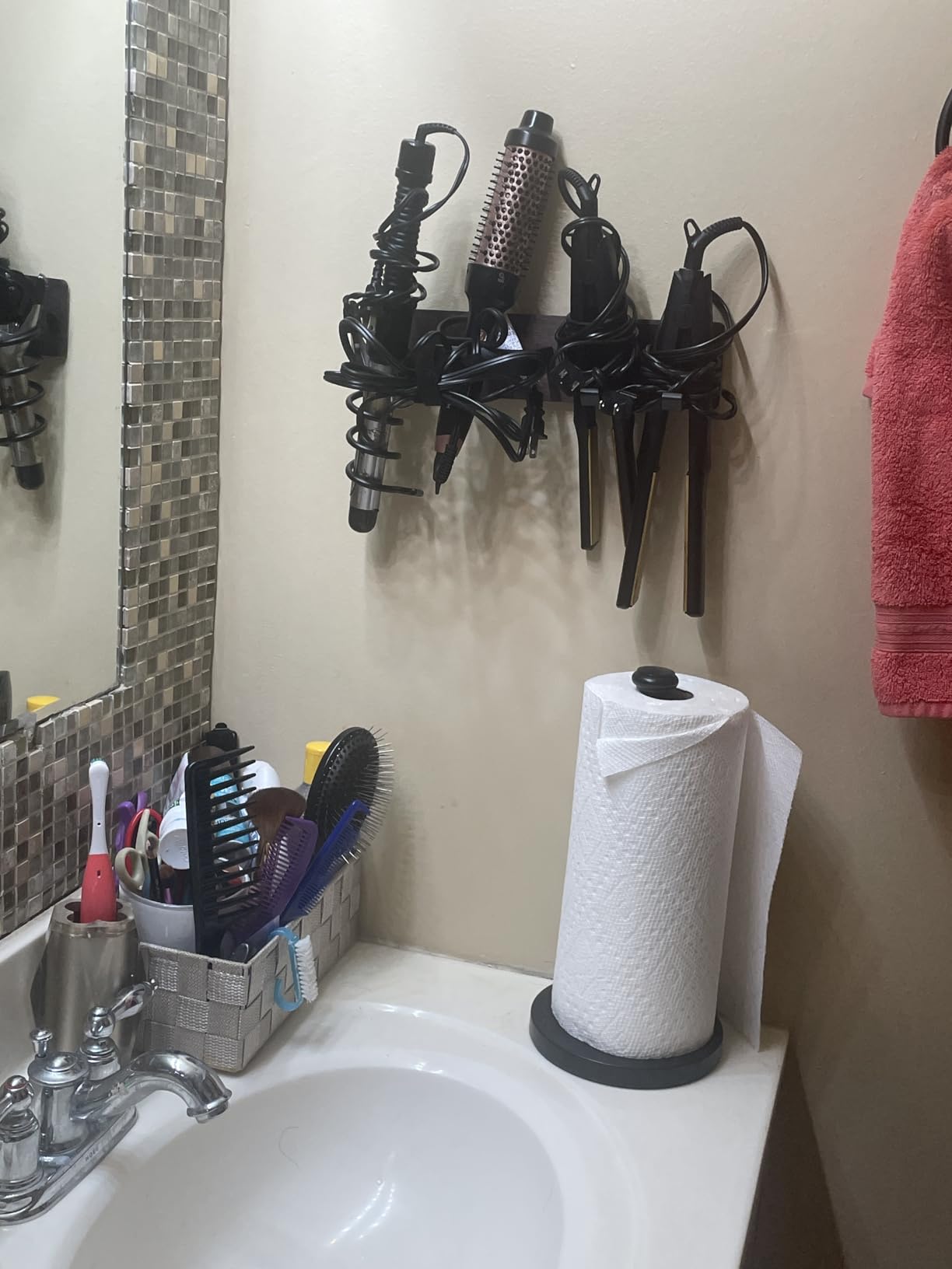 Tindbea Hair Dryer Holder Wall Mount Aluminum Alloy Hot Tools Organizer, Matte Black customer photo 2