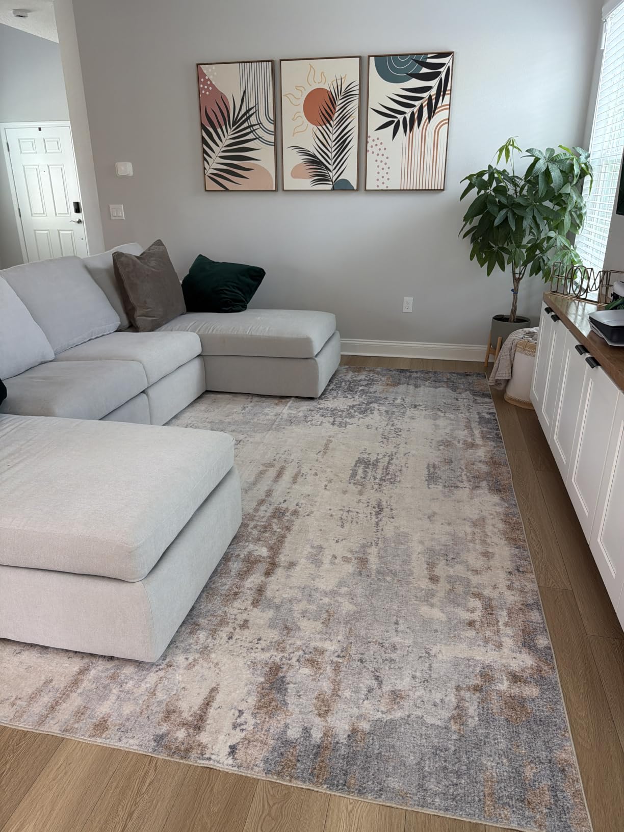 UERMEI 10x14 Area Rug Living Room Rugs Washable Neutral Brown Grey Carpet | Modern Abstract Non-Slip Soft Large Low Pile Floor Rugs for Bedroom Dining Room Home Office Indoor Decor customer photo 1
