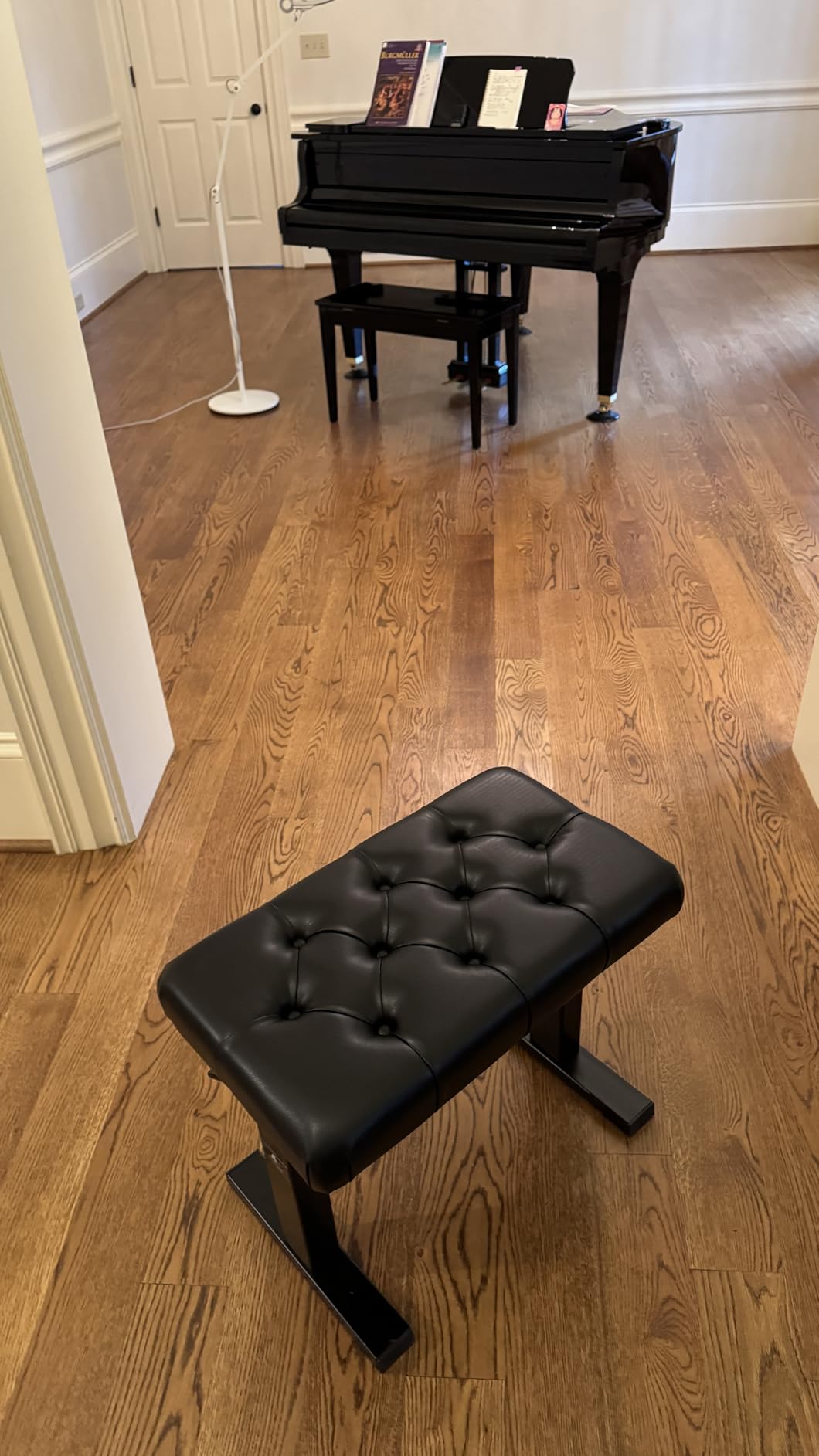 lumizone Hydraulic Lifting Piano Bench Height Adjustable Tufted | Keyboard Bench Heavy Duty Piano Stool with 23.62