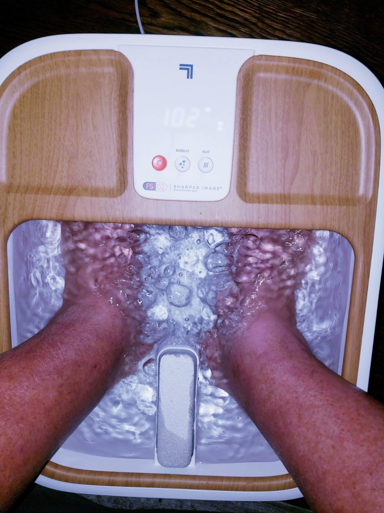 Sharper Image Spahaven Foot Bath Deluxe - Heat, Bubble Jets, Massage Rollers, Pumice Stone Foot Scrubber, Foot Soaking Tub, Feet Pedicure Tools, Callus Remover, Aesthetic Room Decor, Gift for Women customer photo 2