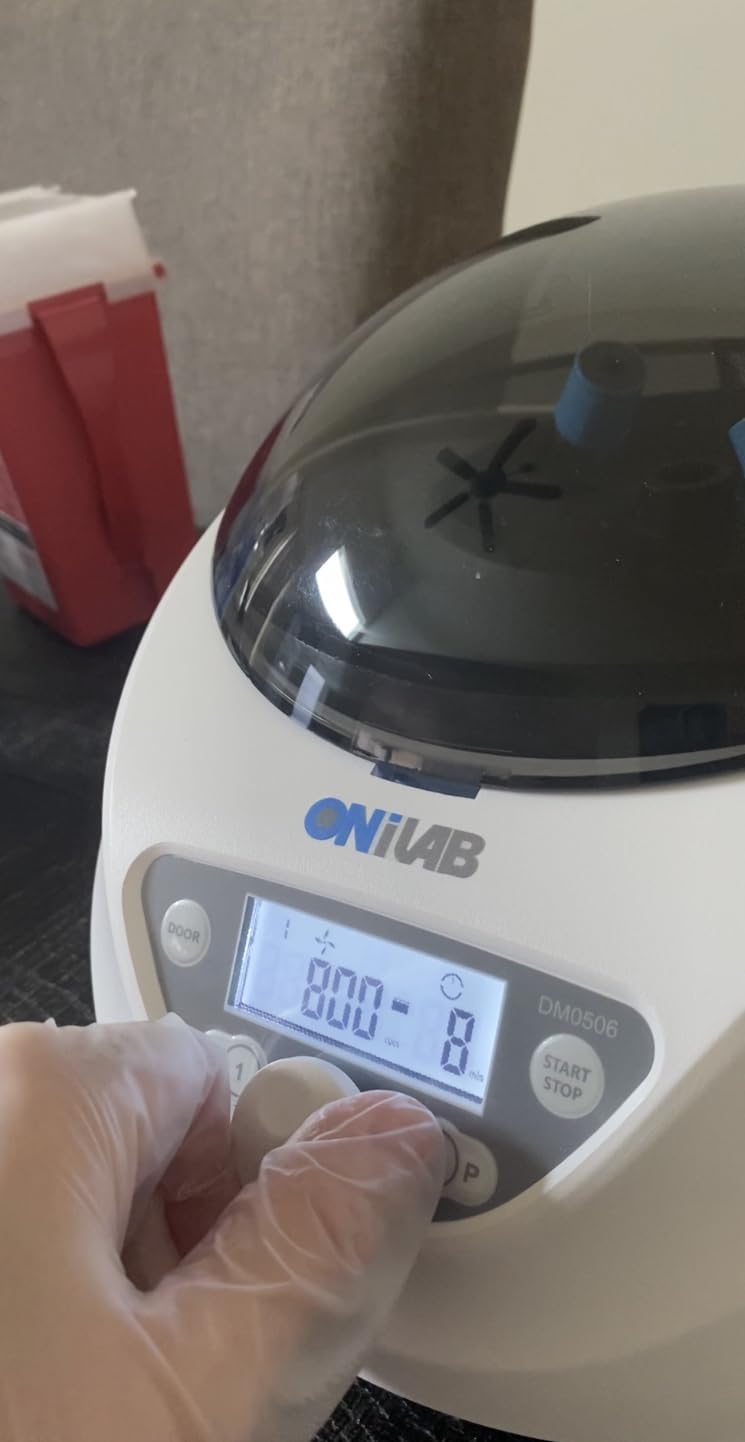 ONiLAB PRP Centrifuge, 8X15ml/10ml/7ml/1.5-5ml, 300-4000RPM, Max 1860xg | Digital Centrifuge with 30sec-99min55sec Timer, Continuous Mode, Low Noise 55dB and 110V Power Supply customer photo 1