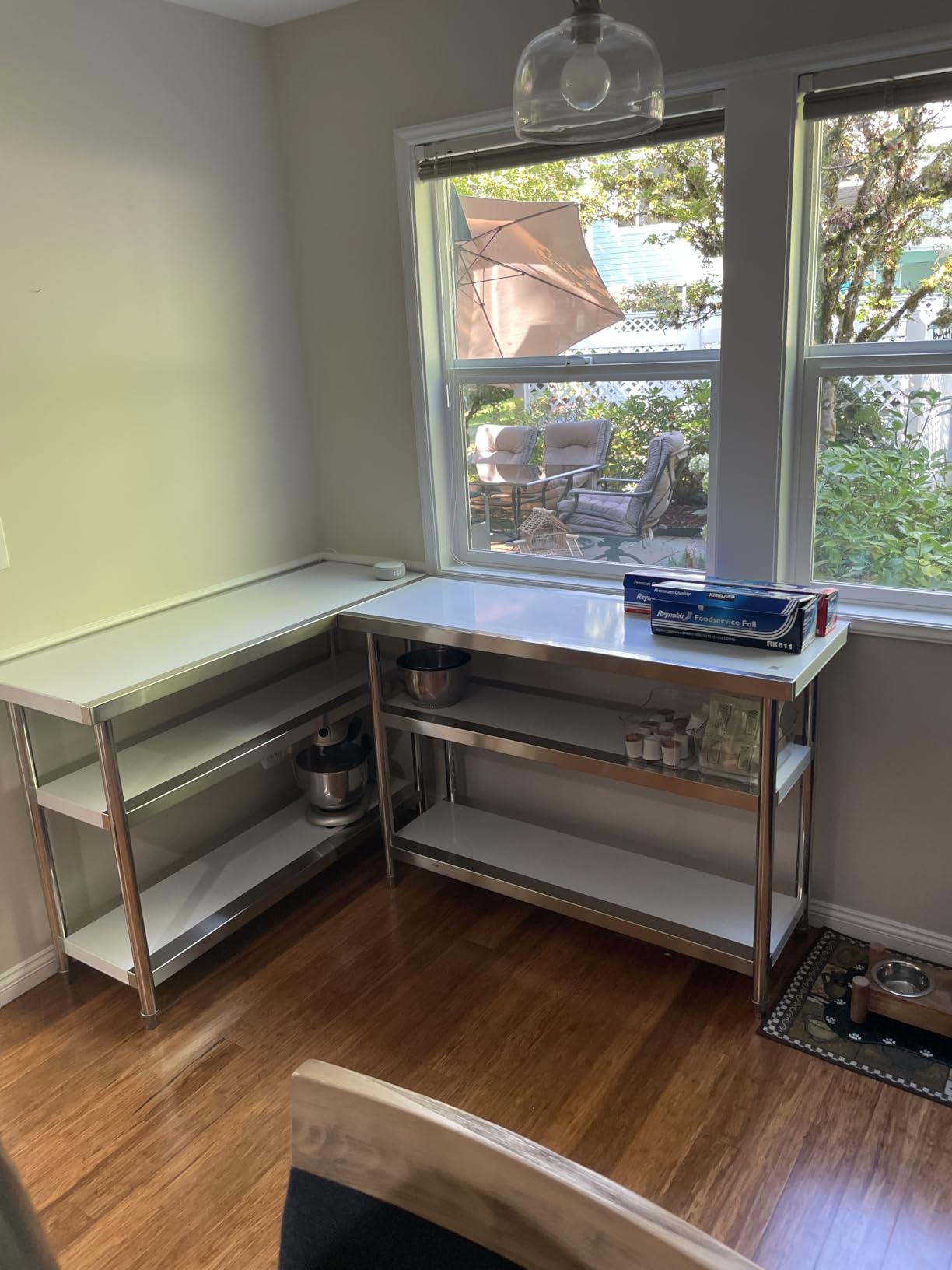 Stainless Steel Food Prep Table, 14 x 24 x 34 Inch Commercial Food Prep Worktable Heavy Duty Prep Worktable, Metal Work Table with Adjustable Height for BBQ, Kitchen, Home, and Garage customer photo 1