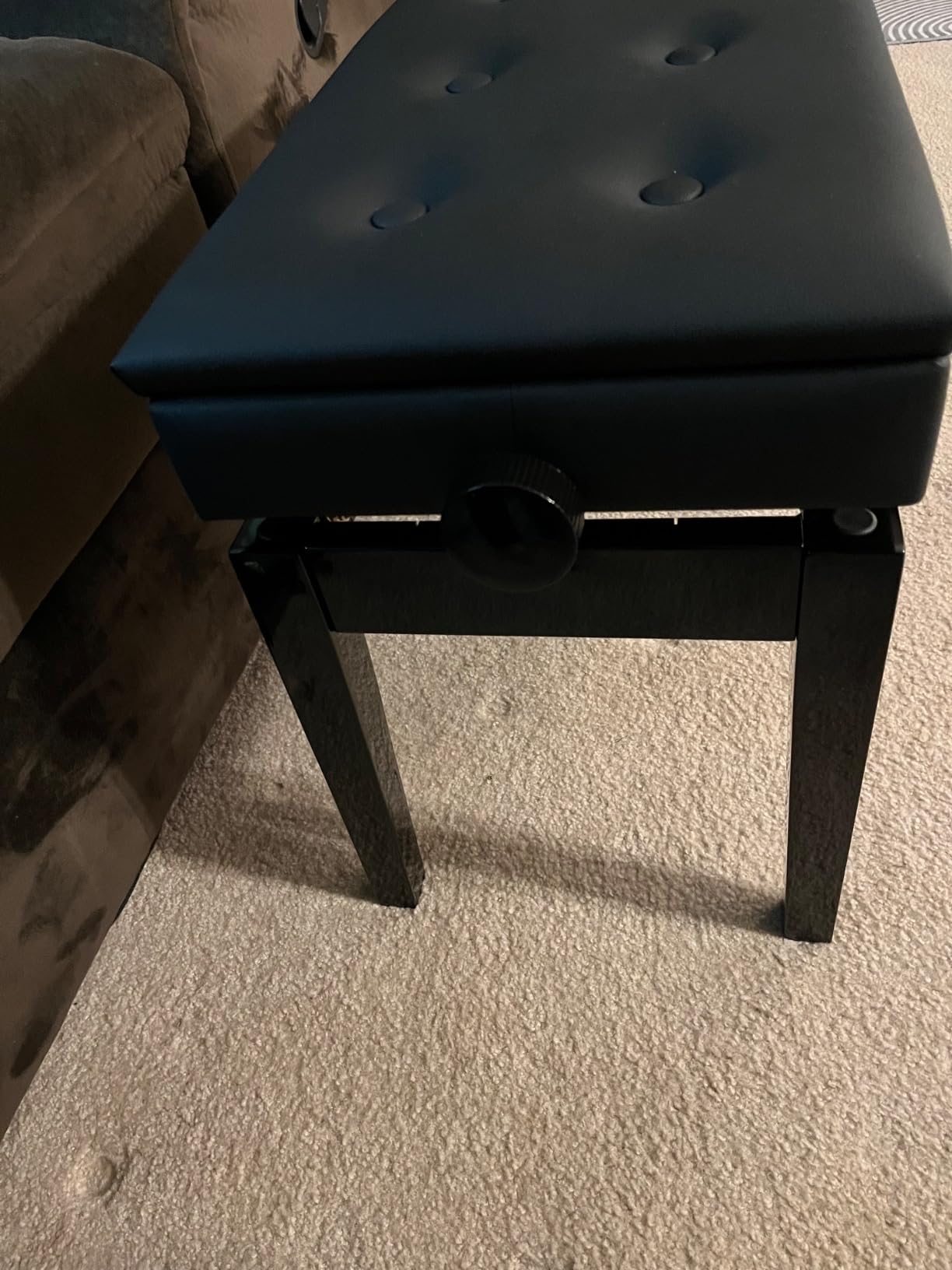 Donner Adjustable Piano Bench with Storage, Solid Wood Keyboard Bench Wooden Piano Bookcase Stool Chair Seat with High-Density Sponges Cushion, Black customer photo 1