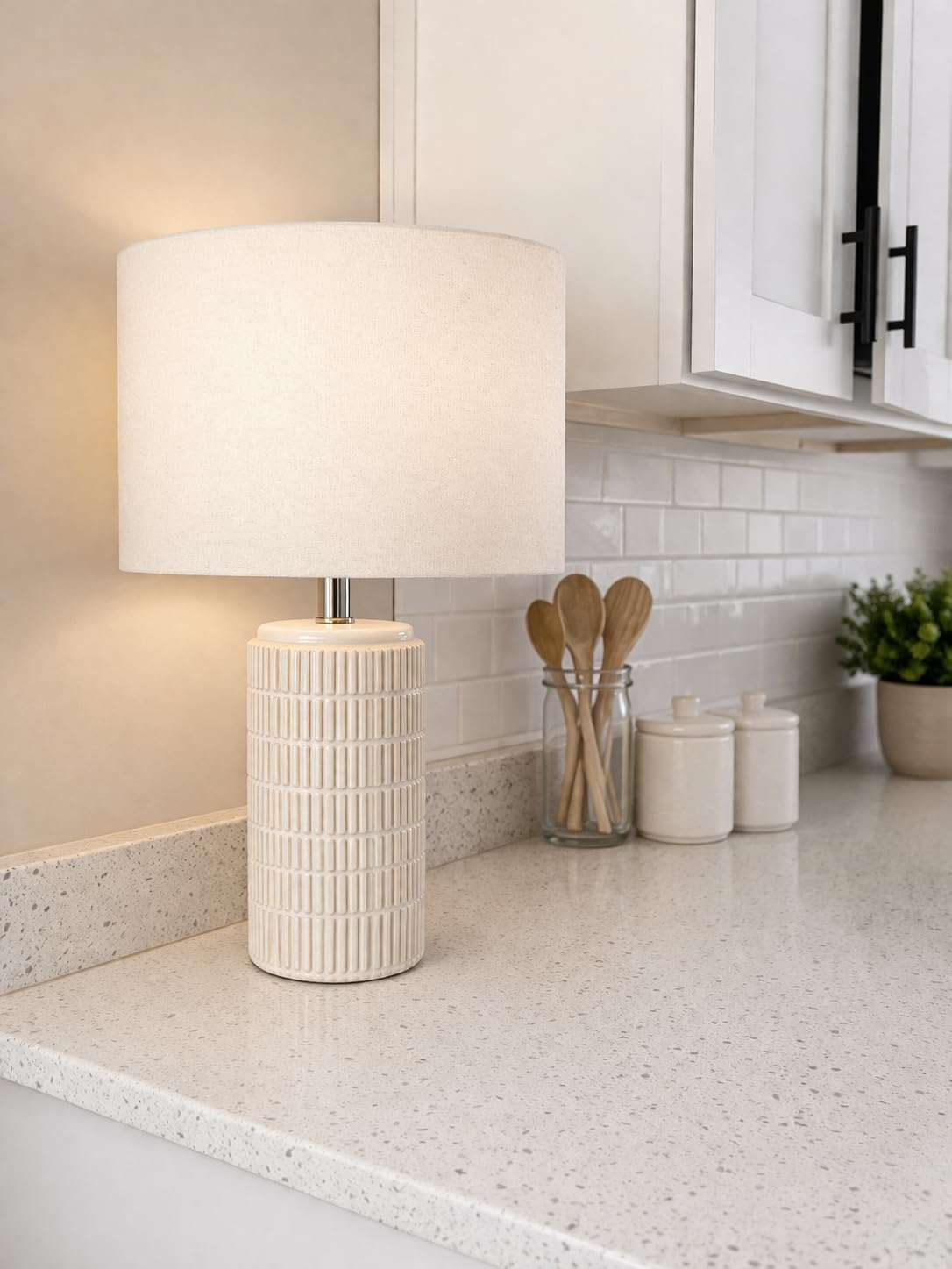 PoKat 27.5'' Tall Table Lamps for Living Room Set of 2, Ceramic Bedroom Lamps for Night Stands, Modern Bedside Lamps for Bedroom Living Room, Nightstand Lamps for End Table, Hallway, Gold and White customer photo 1