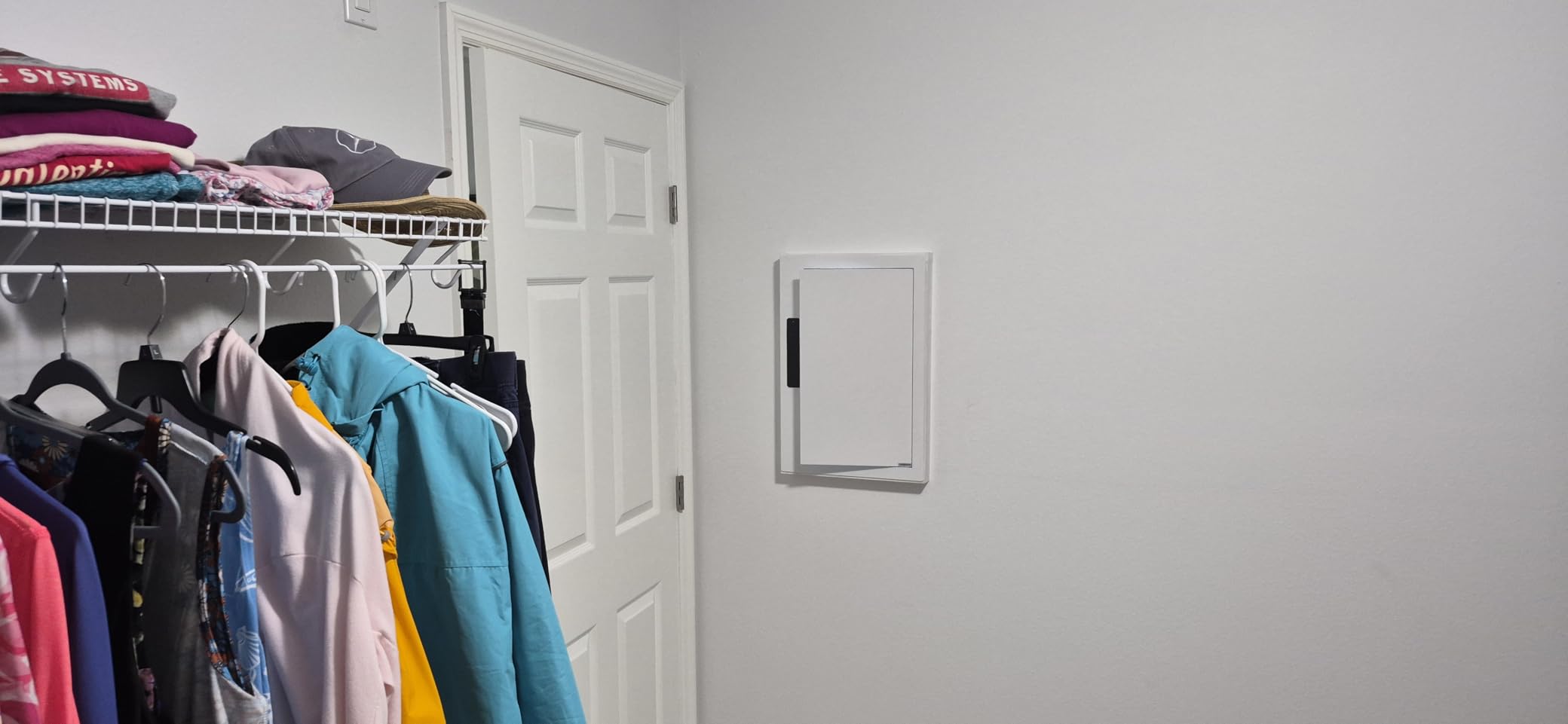 Quick Access Electronic Wall Safe with Removable Pegboard & Shelfs | White Wall Mount Safe Between Studs 16