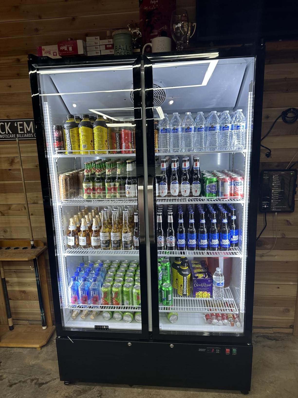 BODEGACOOLER Commercial Refrigerator, 27.02Cu.Ft Glass Door Beverage Cooler | Upright Double Door Merchandiser Display Refrigerator with Soft LED Light, Adjustable Shelves, 4 Heavy-Duty Casters customer photo 1