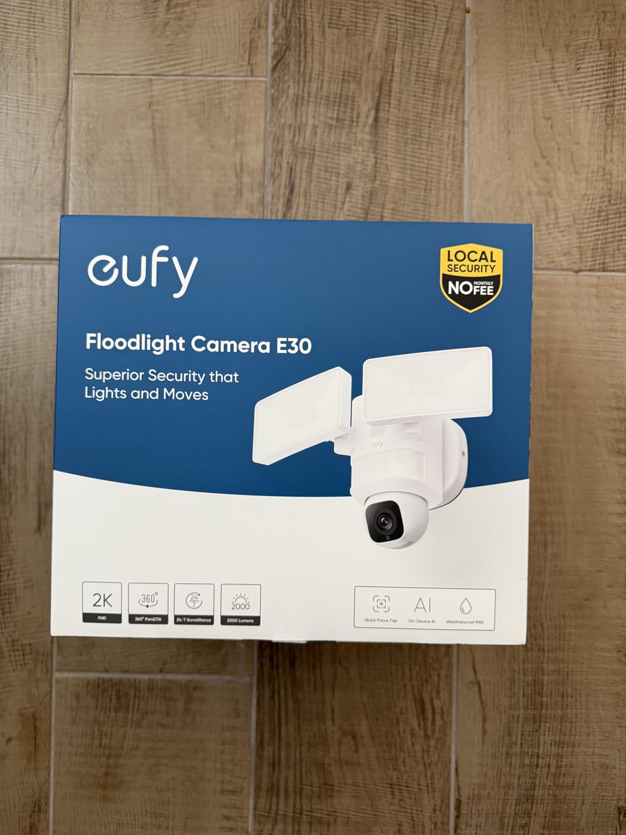 eufy Security Floodlight Camera E30, Security Camera Outdoor, 360° Pan and Tilt, AI Detection and Tracking, 2K Video, 2.4GHz Wi-Fi, 2,000 Lumens, Built-in Siren, 24/7 Recording,No Monthly Fee customer photo 1
