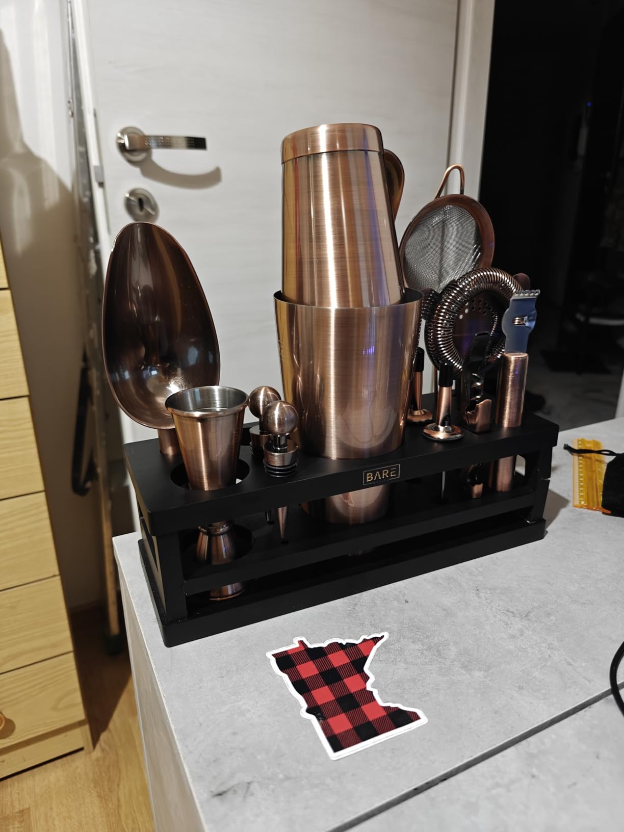 BARE BARREL Mixology Bartender Kit Bar Set | 16-Piece Cocktail Shaker Set | Martini Barware Mixing Tools for Home Bartending | Incl. 35 Recipe Cards | Gift Set (28oz Boston Shaker, Jet Black/Black) customer photo 2