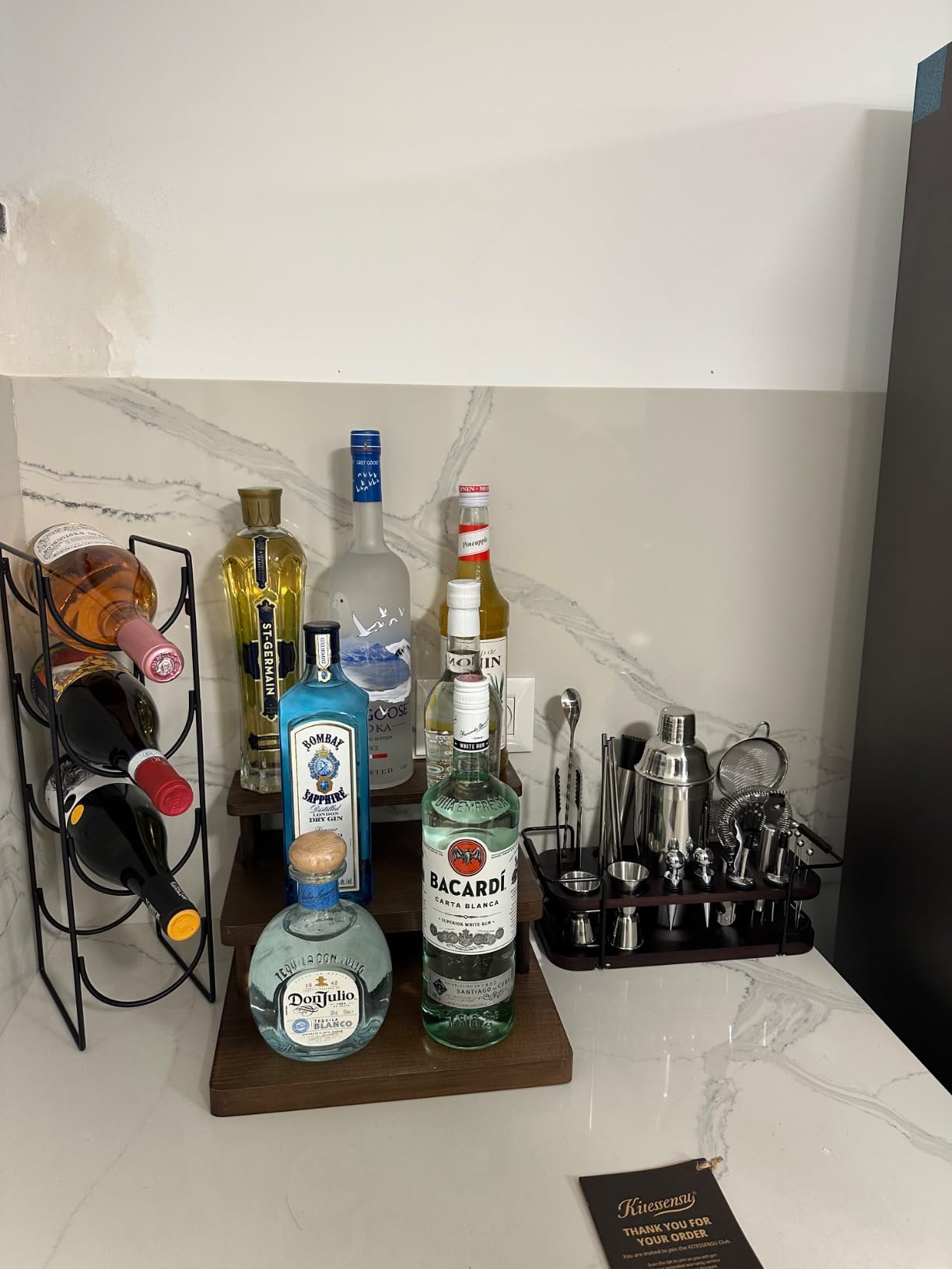 KITESSENSU Cocktail Shaker Set Bartender Kit with Stand | Complete 24-Piece Bar Set Cocktail Kit with All Bar Accessories: Martini Shaker, Jigger, Muddler | Drink Mixer Set for Home Bar Cocktails customer photo 1