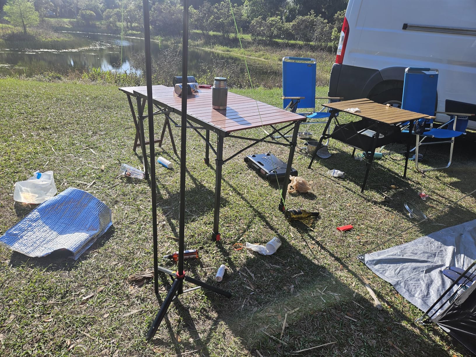 Portable Outdoor Adjustable Height Camping Table, Large for 2-6 Person | Foldable Roll-up Aluminum Camp Table with Carry Bag customer photo 2