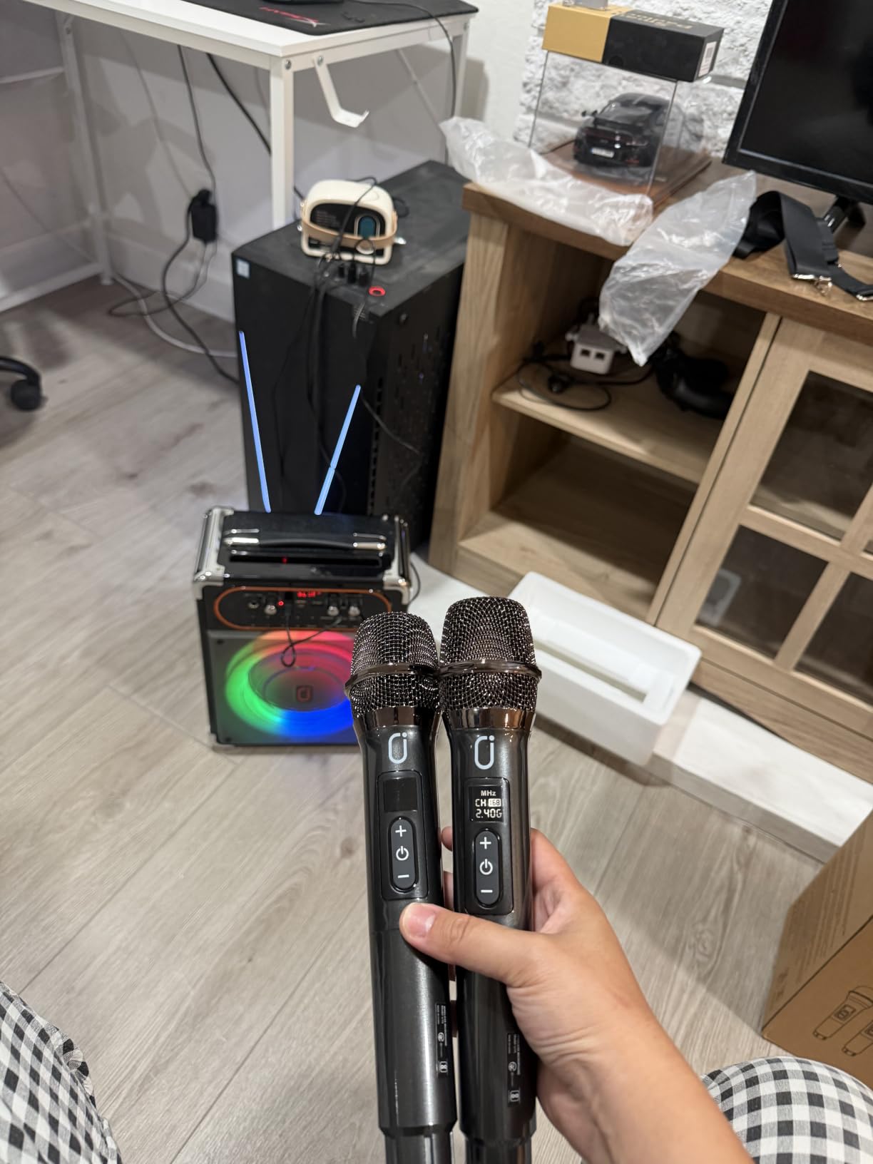Karaoke Machine with 2 Zero Delay Mics for Adults, Karaoke Set for Parties | Support Karaoke Mode, MIC Priorit, Automatic Bass & Treble Adjustment, Support TV Connectivity for Parties, Events, BBQs customer photo 1