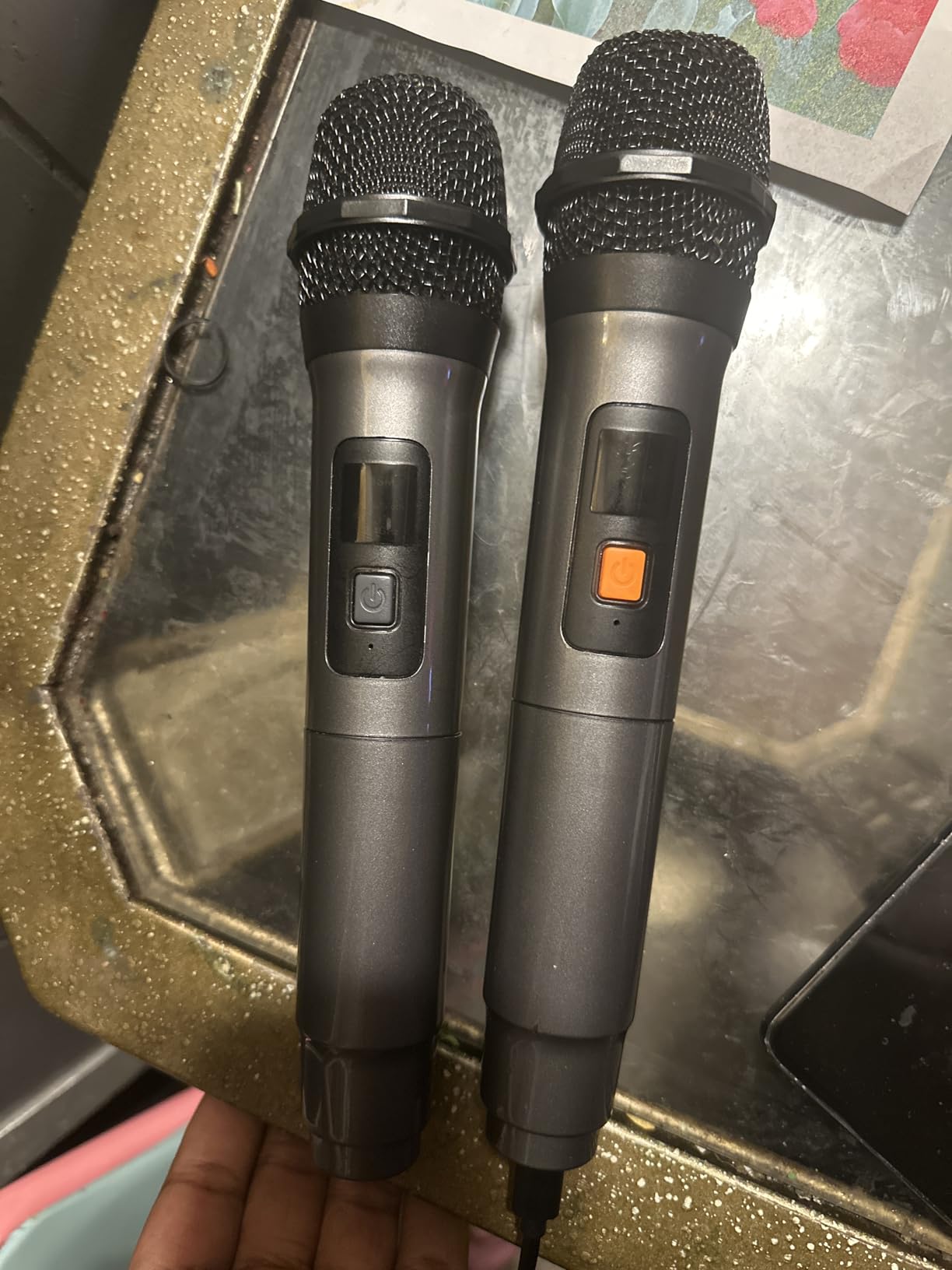 Karaoke Machine for Adults Kids, Portable Bluetooth Speaker with 2 Wireless Microphones, TWS Mode & LED Light, 10H Battery PA System, Home Party Outdoor Camping Birthday (2 Mics) customer photo 1