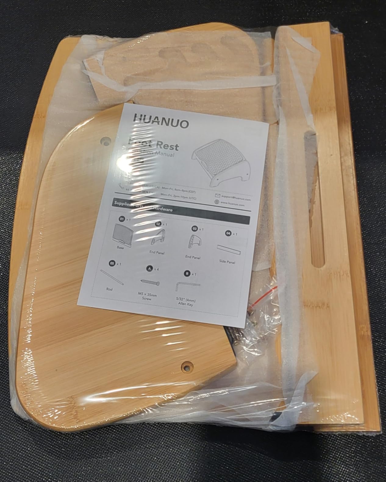 HUANUO Bamboo Under Desk Footrest, Ergonomic Foot Rest with 4 Height Options & Adjustable Angles, Pebble Massage Surface, Non-Slip Foot Rest for Under Desk at Work for Improved Posture, Home & Office customer photo 2