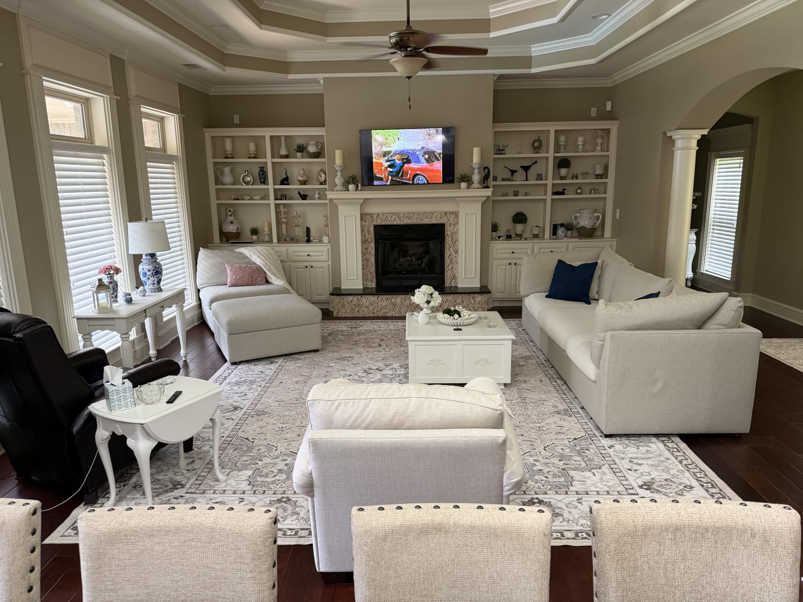 10x14 Washable Vintage Area Rug - Large Rugs for Living Room Soft Stain Resistant Carpet with Non-Slip Backing Low Pile Water Resistant Rug for King Size Bed Pet Friendly Home Decor Mat(10x14 Beige) customer photo 1