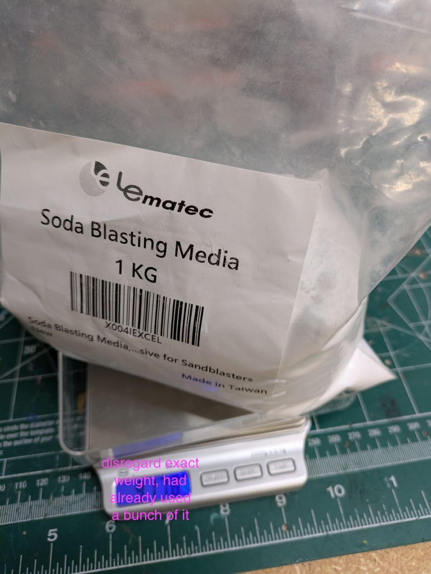 LE LEMATEC Soda Blasting Media - Sodium Bicarbonate Soda Blaster 2.2lb | Rust paint carbon remover, automotive furniture restoration, reusable fine mesh, safe wood metal glass, non-toxic grade customer photo 1