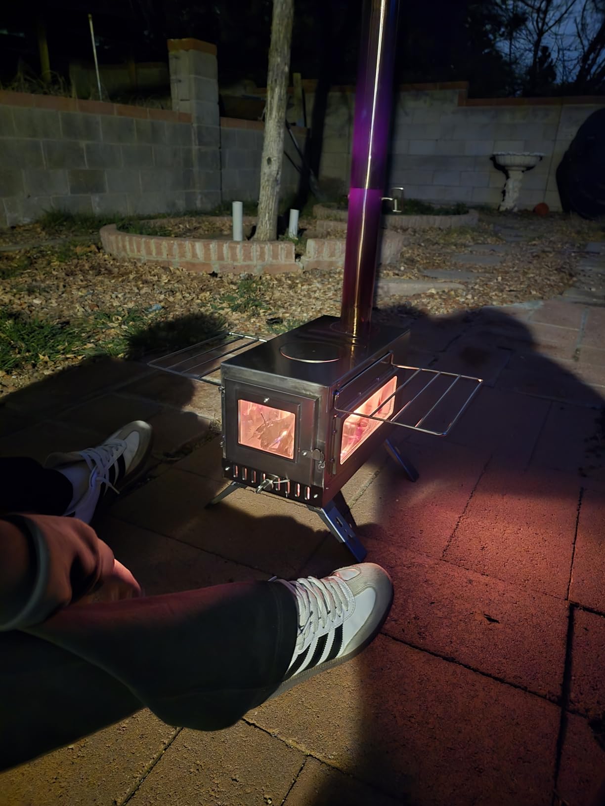 unho Stainless Hot Tent Stove Crack-Resistant Ceramic Glass Outdoor camping | tent heater camping Portable Wood Stove 6 Stainless Chimney Pipes for Heating & Cooking, Ice Fishing Winter Warmth customer photo 1