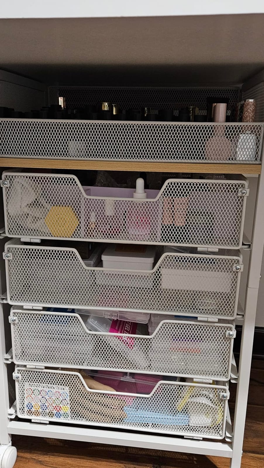 Hongtamoya Makeup Cart Organizer with 4 Drawers, Rolling Makeup Cart, White | Large Floor Skincare Vanity Organizers Cosmetics Display Cases Makeup Storage Cart for Skin Care Perfume Nail Polish customer photo 2