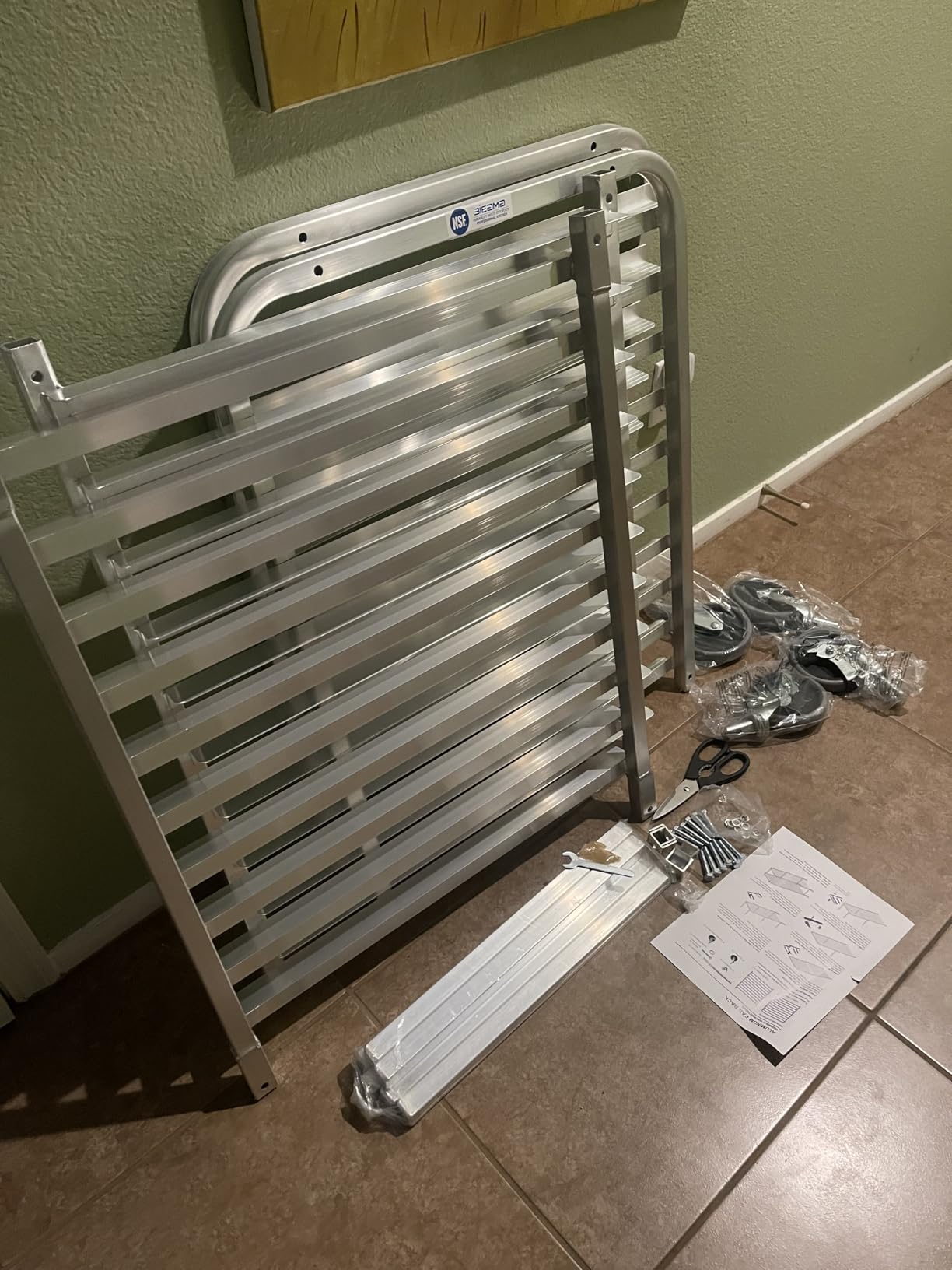 BIEAMA 10-Tier Sheet Pan Rack, NSF Aluminum Bun Pan Rack | Bakery Speed Rack for Home Commercial Kitchen Bakery Cooling, 4 Wheels customer photo 1