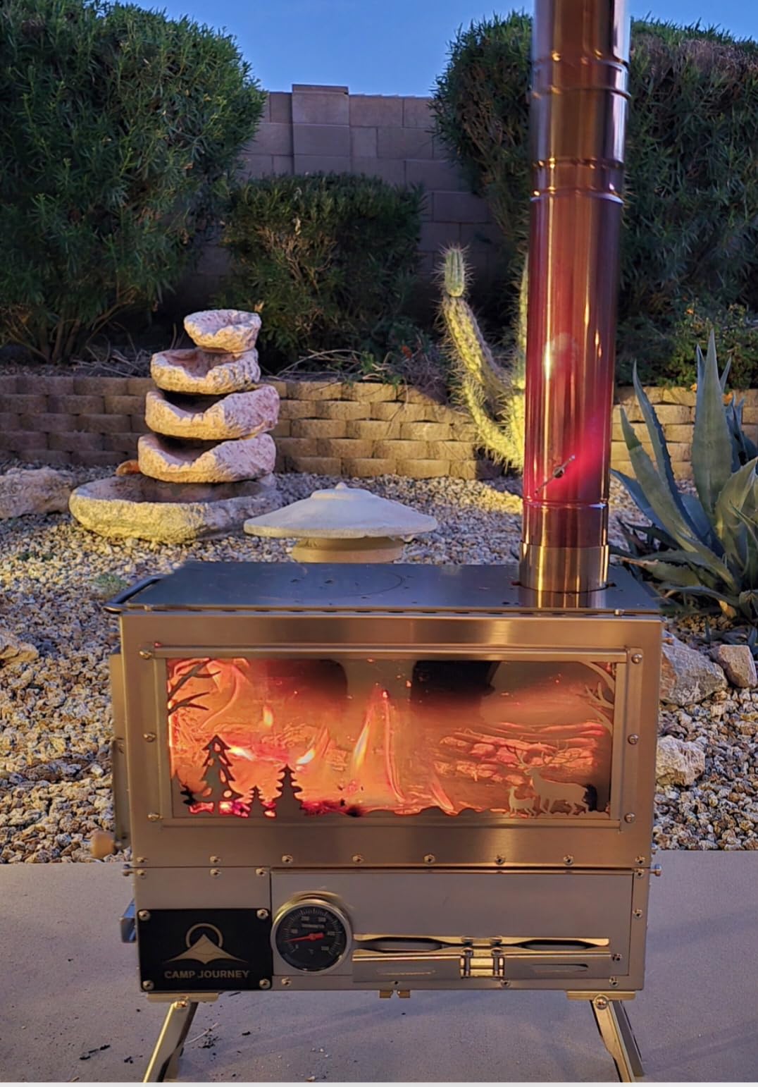 M8 Heavy Duty Rose Gold Premium Hot Tent Stove with Oven & Base, Premium 304 Stainless Steel Wood Burning Stove, 2100 cu in Firebox, 6-Section Chimney for Camping Heating and Cooking customer photo 2