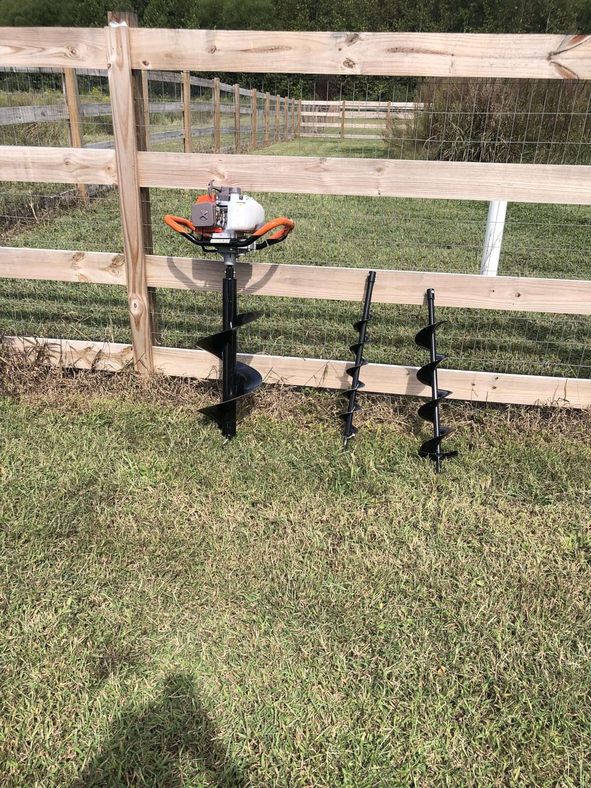 72CC Auger Post Hole Digger, 2 Stroke Gas Powered Earth Post Hole Digger with 3 Auger Drill Bits(4