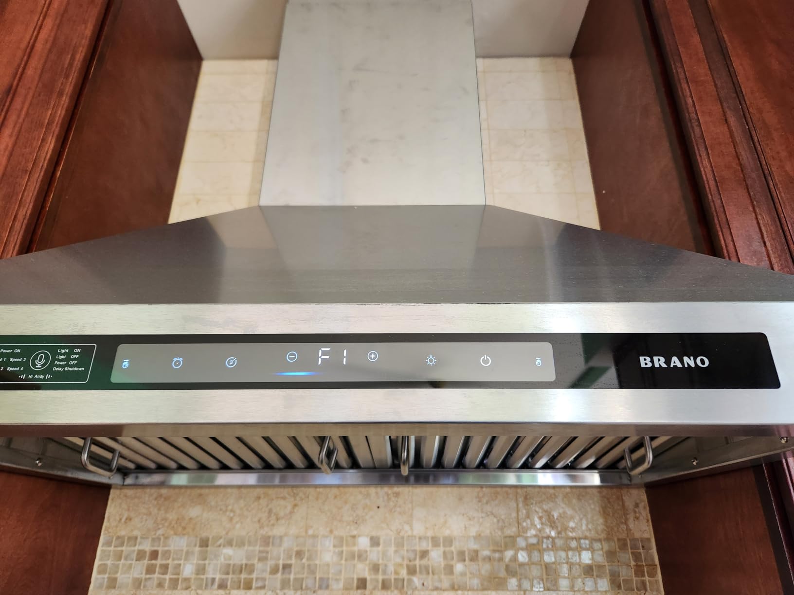 BRANO 30 Inch Wall Mount Range Hood 900 CFM, Voice, Gesture & Touch Control, Ducted/Ductless Convertible, 4-Speed Fan, LED Lights, Timer & Delay Shutoff, Charcoal Filter Included customer photo 2
