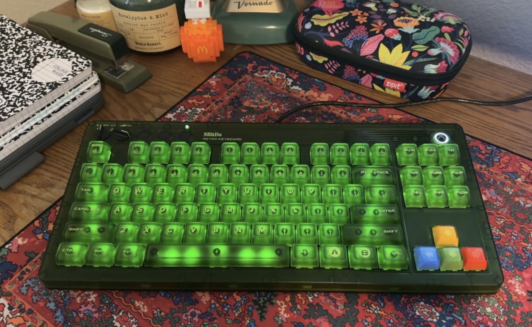 co2CREA Hard Travel Case for 8BitDo Retro Mechanical Keyboard 87 Keys,Green | Soft Inner Lining, Accessory Storage Pocket, Comfortable Hand Strap, Strong Zipper, Case Only customer photo 1