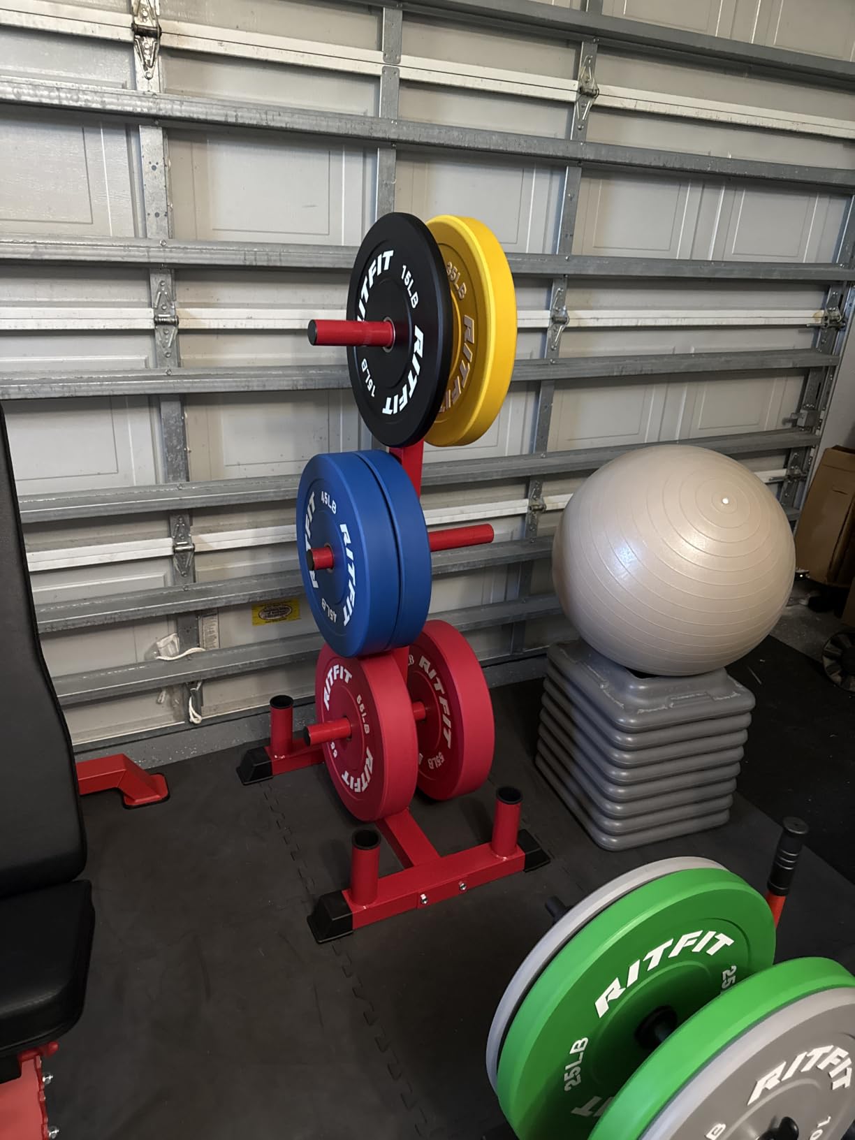 CAP Olympic Bumper Plate Tree Rack with Barbell Holders, Heavy-Duty Weight Plate Storage Rack for Home Gym, Steel Olympic Plate Organizer Stand, Multiple Color & Size Options customer photo 2