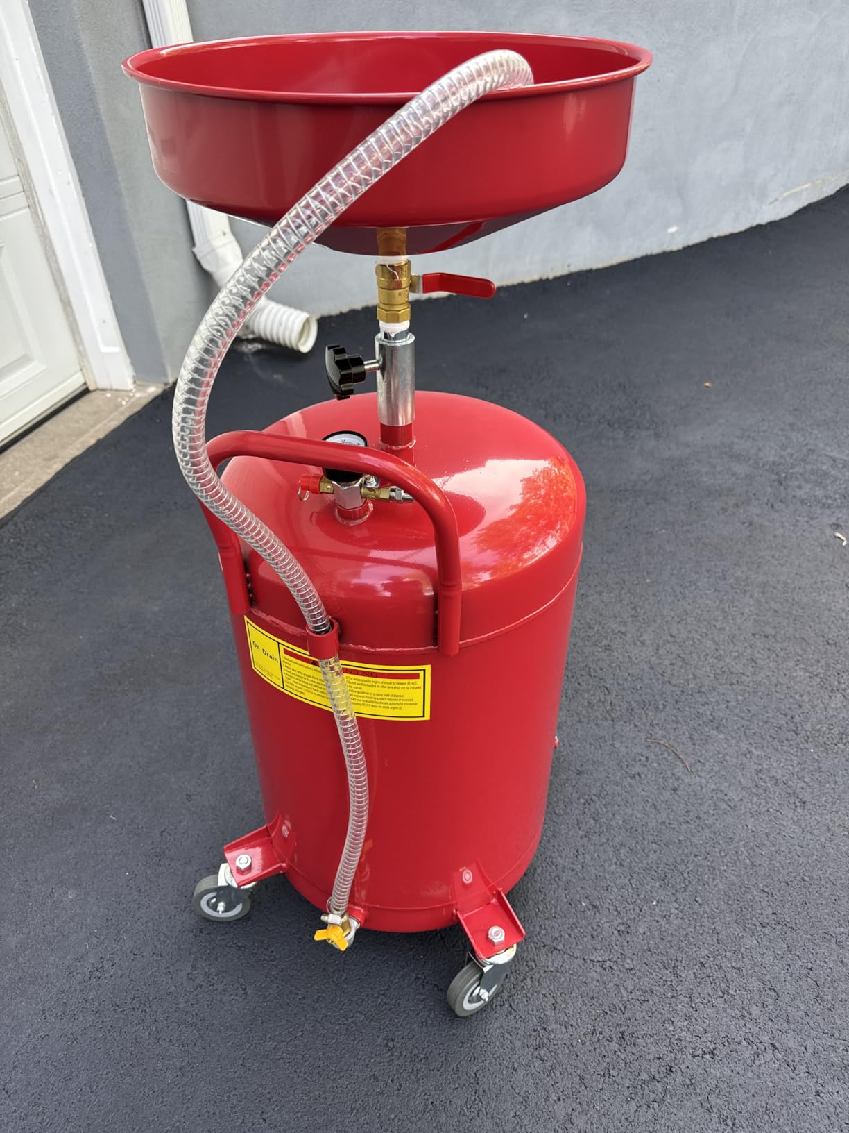 VEVOR 20-Gallon Waste Oil Drain Tank, Air Operated Portable Oil Drainer with Adjustable Funnel Height, Fluid Fuel Transfer Drainage with Wheels, Oil Change Container for Auto Repair Shops, Garages customer photo 2