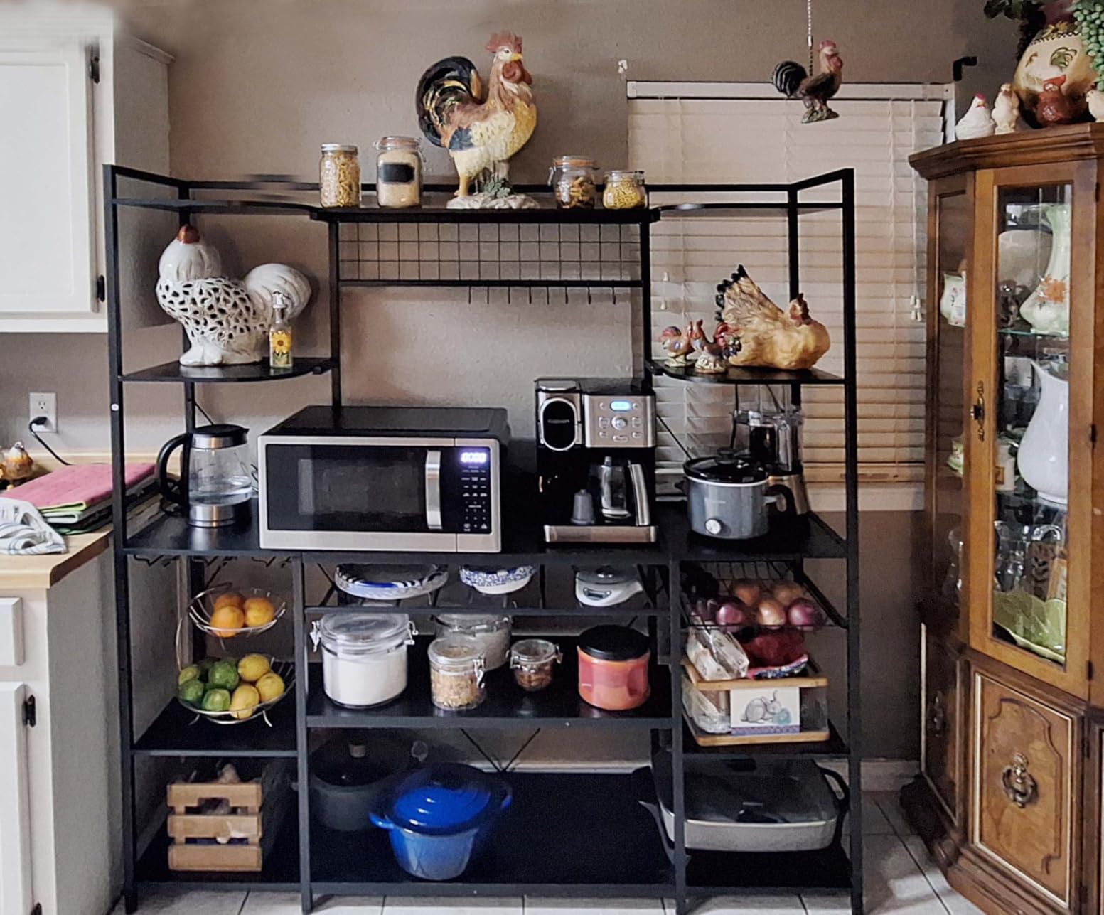 IRONCK Bakers Rack 62 Inch Wide, Bakers Rack with Power Outlet, Microwave Stand, Coffee Bar with Storage, Kitchen Racks and Shelves, Vintage Brown customer photo 2