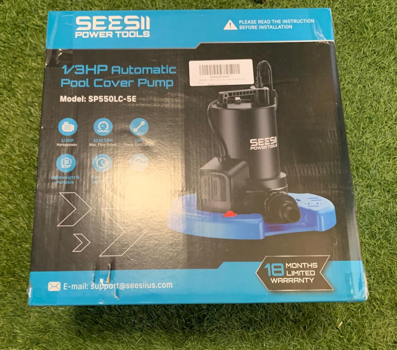 SEESII Auto 2-in-1 Pool Cover & Submersible Water Pump, 1/3 HP | 3035 GPH Sump Pump, Smart Auto On/Off, Clog-Free Net customer photo 1