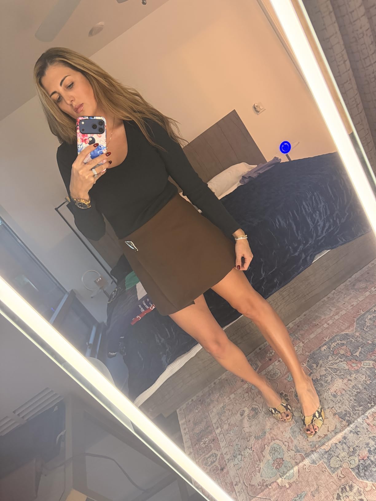 64x21 Lighted Full Body Mirror, Wall Mounted Mirror with 3 Color Lights | Floor Body Mirror with Stand, Hanging Mounted Design with Dimming for Dressing Room, Bedroom, Cloakroom and Daily Checks customer photo 1