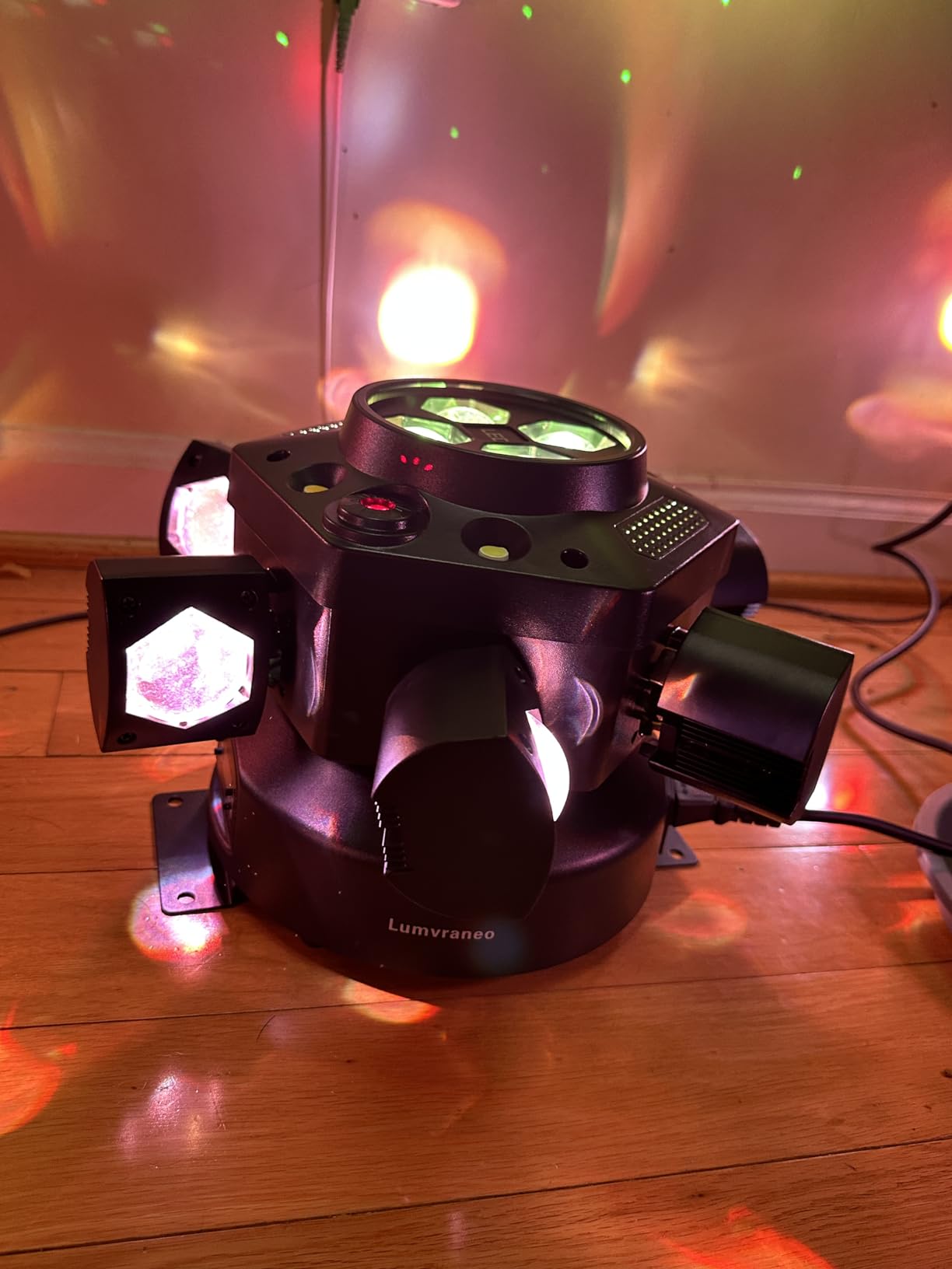 Moving Head DJ Lights 150W RGBW, 6-Arm Party Stage Light with Remote | DMX-512 & Sound Activated, Quiet Motor, Sharp Beam Through Haze/Fog, Home Party & Small-Venue DJ Use customer photo 2