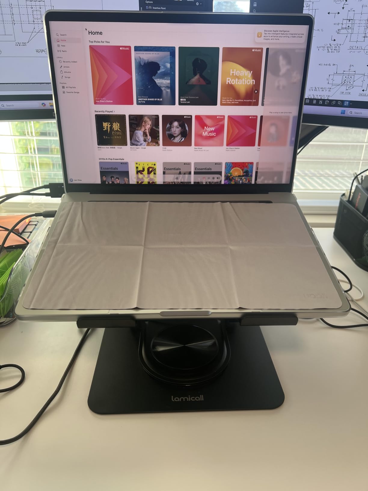 Lamicall Adjustable Laptop Stand for Desk - 360 Rotating Base Ergonomic Computer Stand, Aluminum Laptop Riser Foldable Portable for Office Home fits MacBook Neo Air Pro, Dell, HP (10-17.3'') - Black customer photo 2