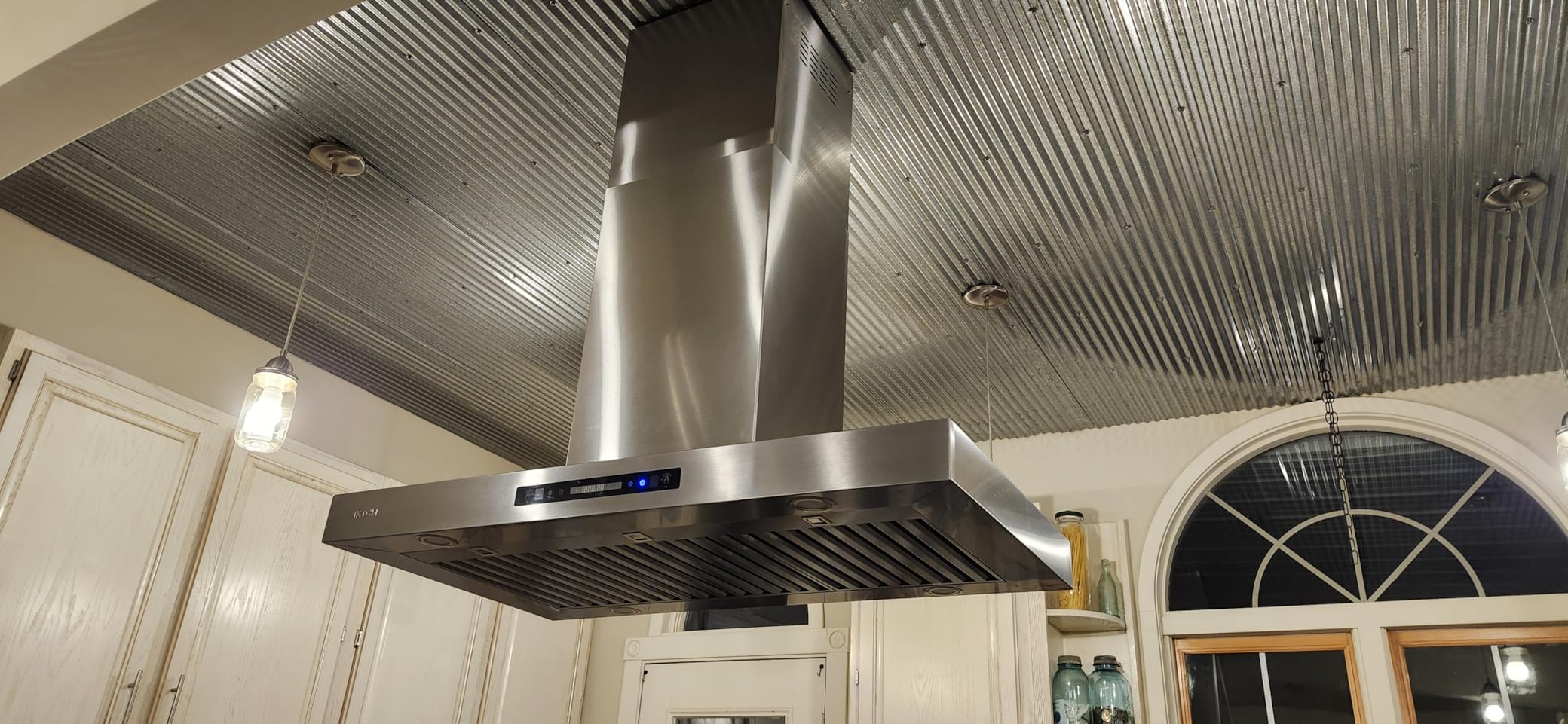 VIKIO HOME Island Range Hood 1200 CFM, 30 Inch Stainless Steel Ducted Island Mount Range Hood, Gesture Sensing & Touch Control, 3-Speed Fan customer photo 2
