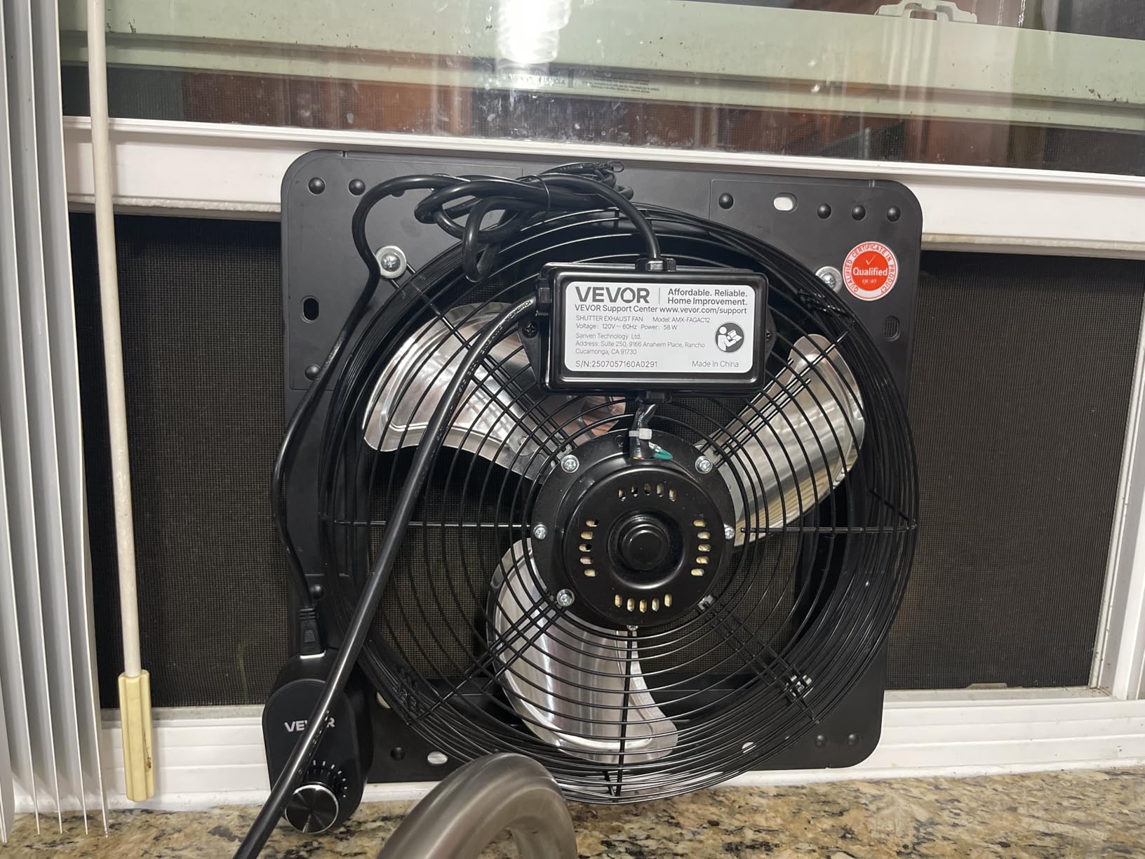 VEVOR 14'' Exhaust Fan, Wall Mounted Attic Fan with Variable Speed controller, 1400 CFM, Automatic Shutter, Ventilation and Cooling, Black customer photo 1