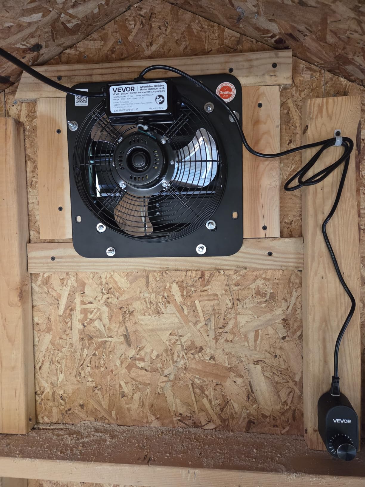 VEVOR 20'' Exhaust Fan, Wall Mounted Attic Fan with Variable Speed controller, 3000 CFM, Automatic Shutter, Ventilation and Cooling, Black customer photo 2