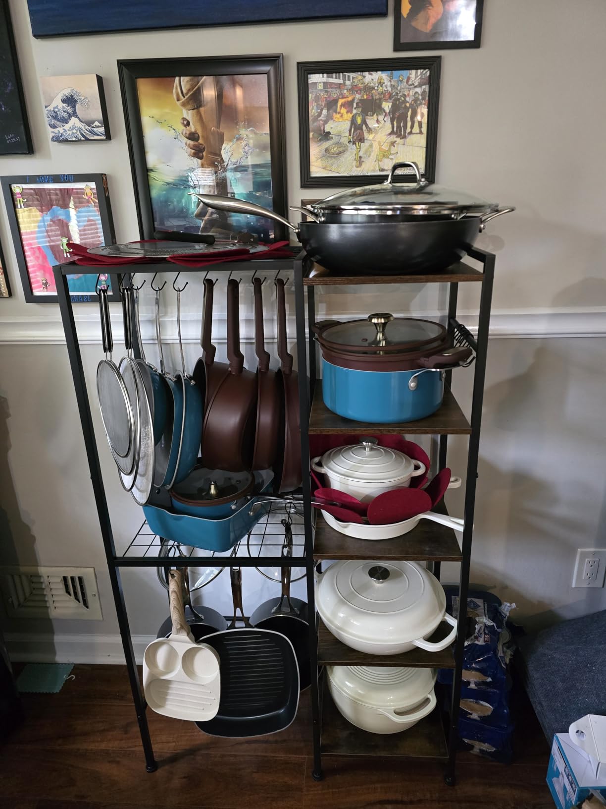5-Tier Pot and Pan Organizer Rack with Hooks, Heavy-Duty Kitchen Storage Shelf for Cookware, Dishes, and Utensils, Freestanding Metal Pot Rack Organizer for Kitchen, Pantry, or Dining Room customer photo 1