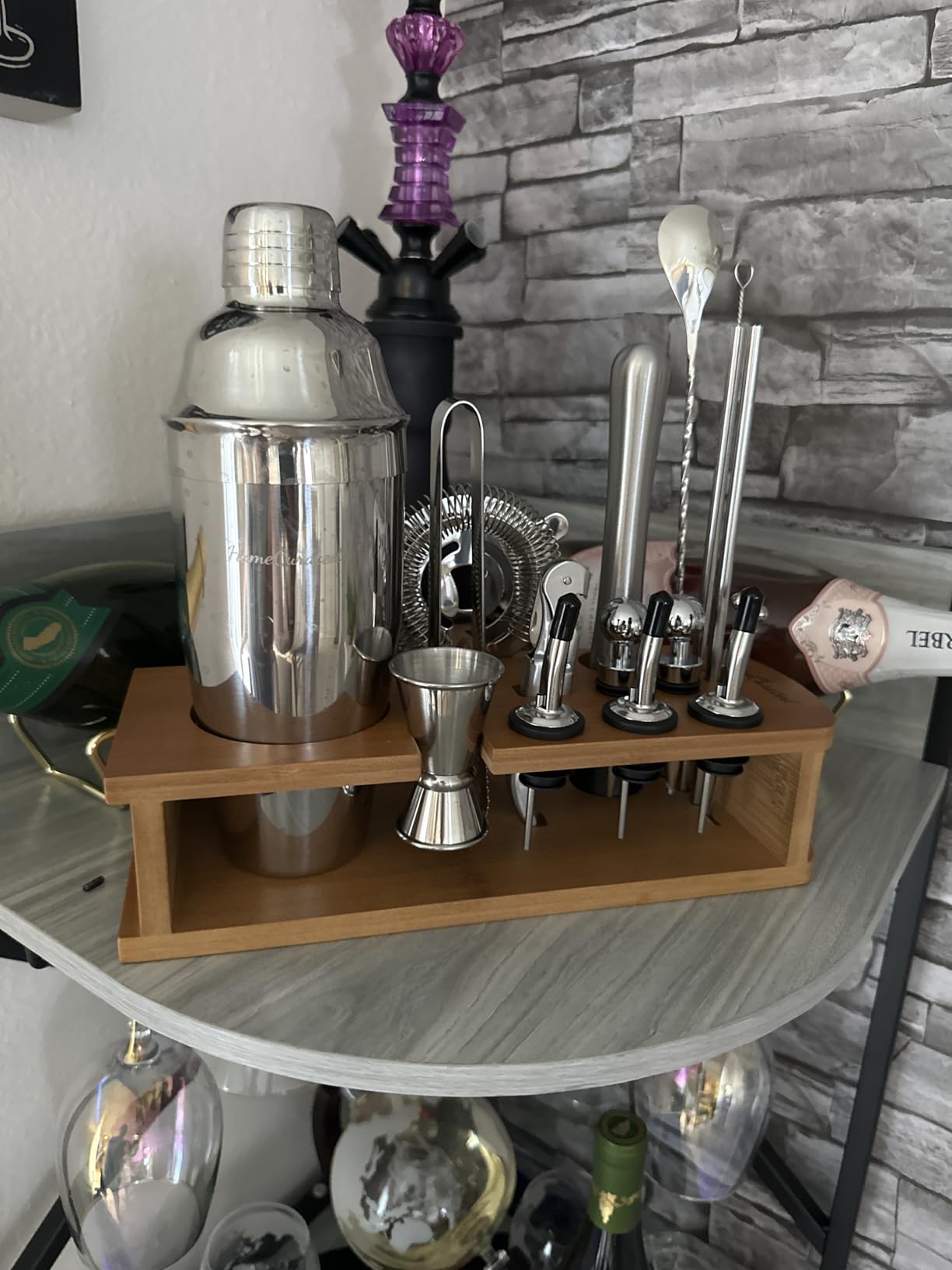 Cocktail Shaker Set, 24-Piece Bartender Kit - Complete Bartending Kit Bar Set with Stand, Drink Shaker & Mixer - Perfect Bar Accessories for Home Bar Set, Housewarming Gifts for Men & Women, Silver customer photo 2