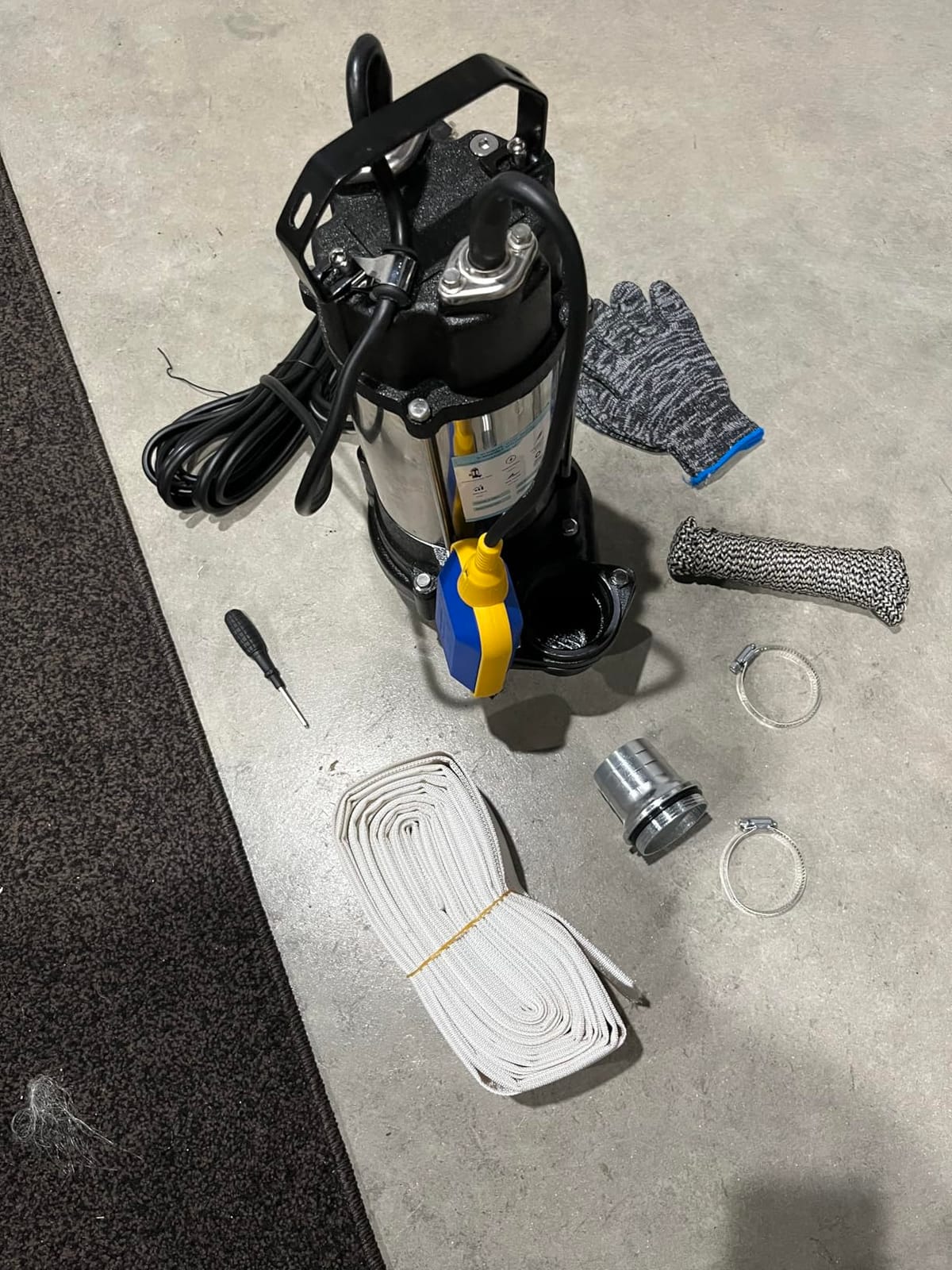 Sewage Grinder Pump, 1HP Submersible Sump Pump, 110V 6400GPH | Stainless Steel Effluent Pumps with Automatic Float Switch, 2'' NPT Discharge for Basement, Sump Basin, Sewage Well customer photo 1