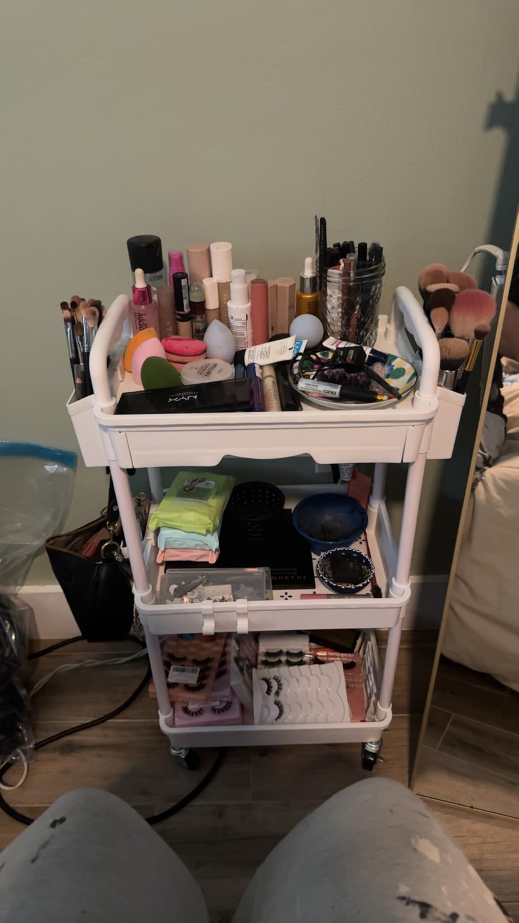 Goovilla Rolling Makeup Organizer Cart with Removable Drawer, 3 Tier Pink | Stable Floor Skincare Storage Cart for Vanity, Cosmetic Display, Nail Polish, Perfume, Hair Stuff, Beauty, Bathroom(Plastic) customer photo 2