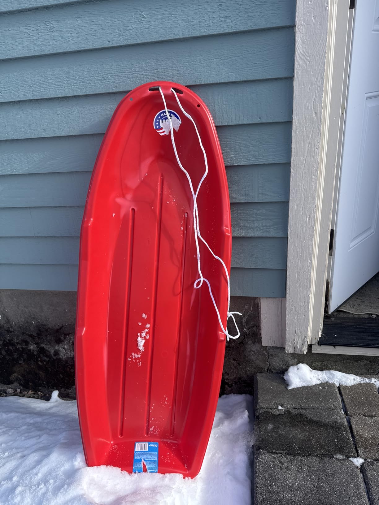 Flexible Flyer Winter Lightning Snow Sleds for Kids and Adults (Red) - 48 Inch Toboggan Style Plastic Sled with Hard Bottom customer photo 1
