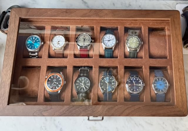 ROTHWELL 12-Slot Solid Walnut Watch Box with Valet Drawer - Premium Jewelry Display Case Organizer with Locking Glass Top and Microsuede Liner for Men & Women (Tan Interior) customer photo 1