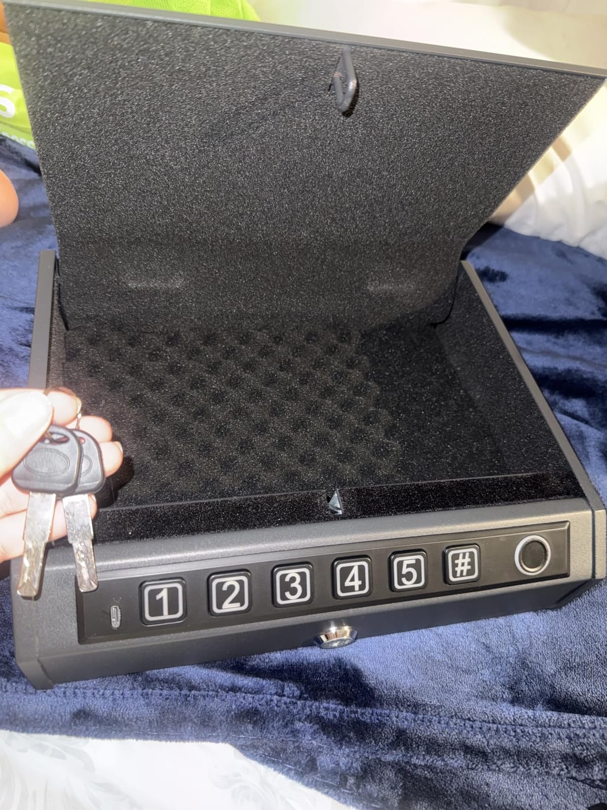 Biometric Gun Safe for Handguns, Pistol Safe Fits 2-3 Handguns | Fingerprint Car Gun Safe, Quick Access, LED Light, Stealth Mode, Carbon Steel, Security Cable, Portable Lock Box, Nightstand customer photo 1