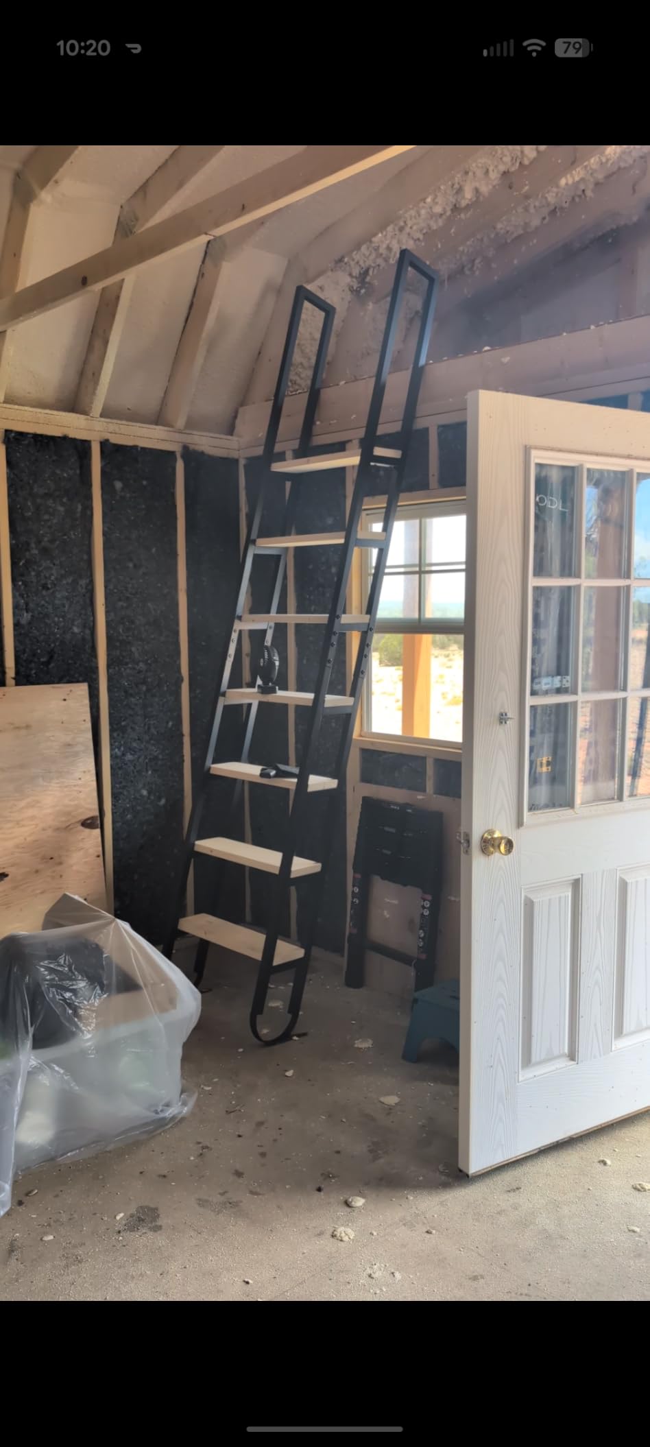 9.35FT Industrial Style Loft Ladder, 7 Steps with Black Steel Handrails & Solid Wood Steps, 450lbs Capacity customer photo 2