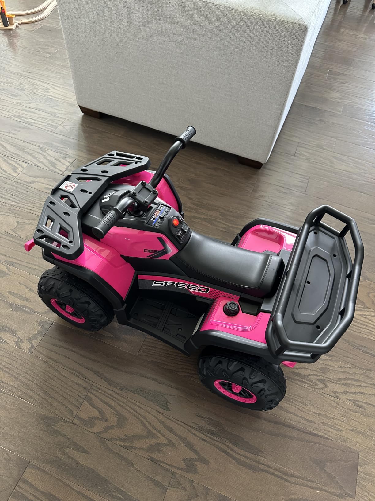 HONEY JOY 24V Kids ATV, Electric Ride On Quad, LED Headlights, Music, 5Mph Max Speed, Big Tires, Toddler 4 Wheeler, Ride On Toy Car with Front & Rear Storage, Gift for Boys Girls (Black) customer photo 1